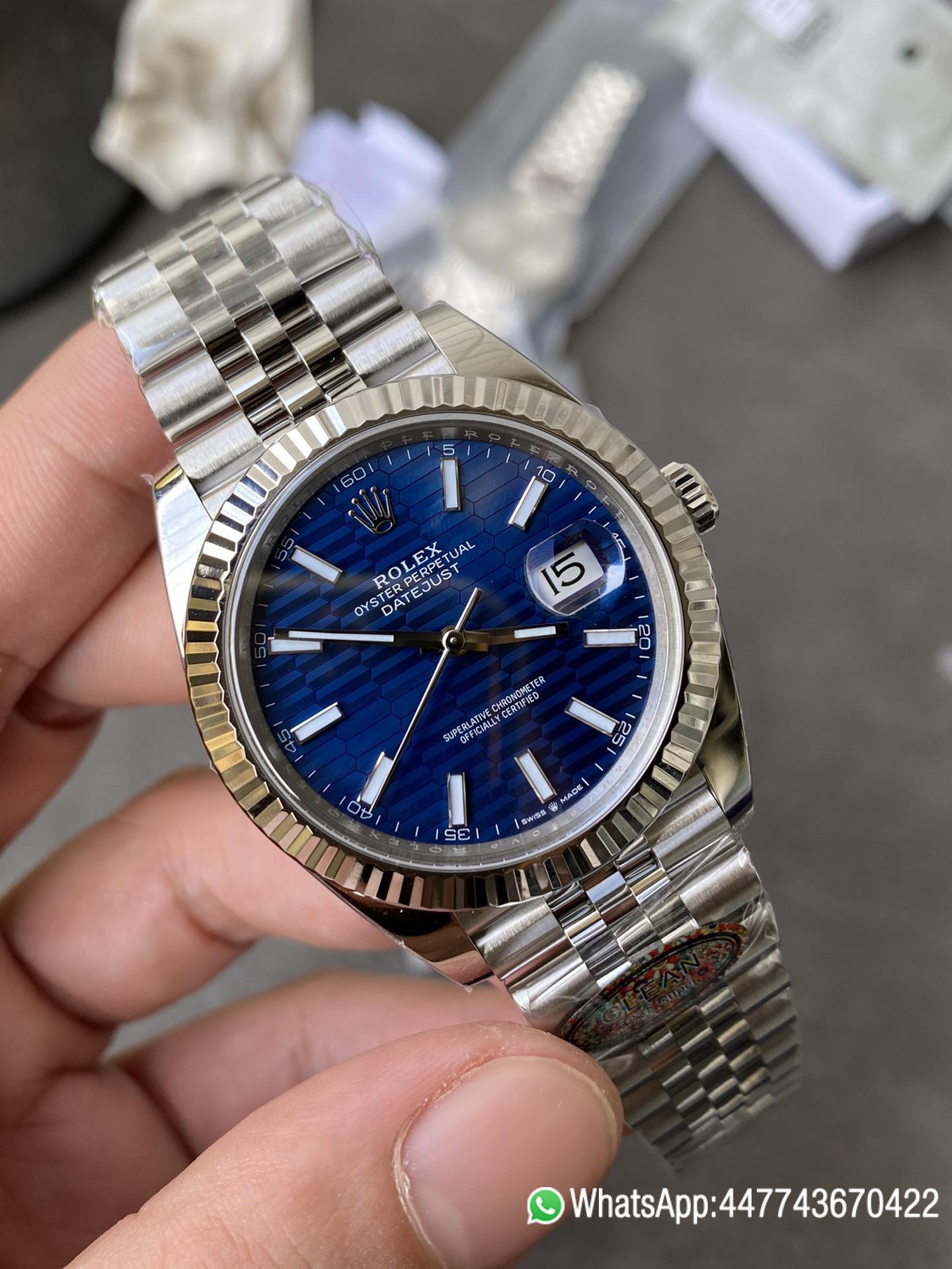 Victory Factory Rolex DateJust 41 126334 Bright Blue Fluted Motif Dial on Jubilee Bracelet Superclone 3235 Movement 04 Clean Factory Rolex DateJust 41 126334 Bright Blue Fluted Motif Dial on Jubilee Bracelet Superclone 3235 Movement 04