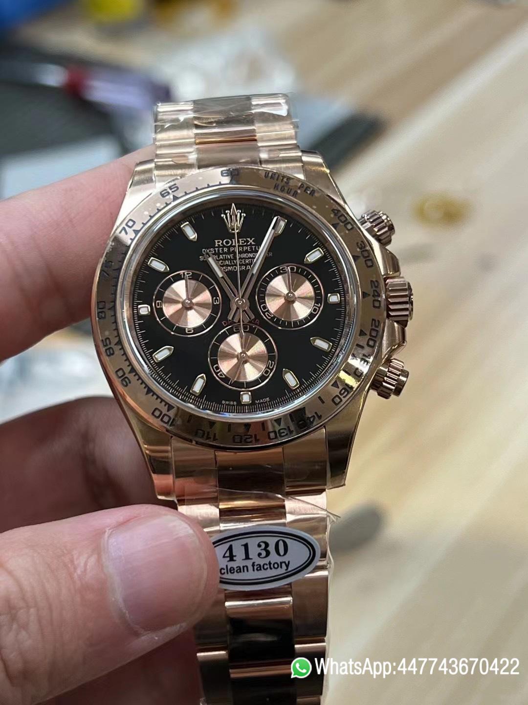 Victory Factory Rolex Dayt2ona 116505 Rose Gold Case Bracelet Black Dial with Pink Sub Dial DD4130 Movement 0 Clean Factory Rolex Dayt2ona 116505 Rose Gold Case Bracelet Black Dial with Pink Sub Dial DD4130 Movement 0