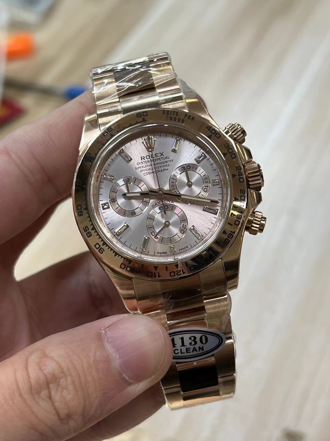 Victory Factory Rolex Daytona 116505 Full Rose Gold Case Bracelet Rose Gold Dial with Diamonds Markers DD4130 Movement 02 Clean Factory Rolex Daytona 116505 Full Rose Gold Case Bracelet Rose Gold Dial with Diamonds Markers DD4130 Movement 02