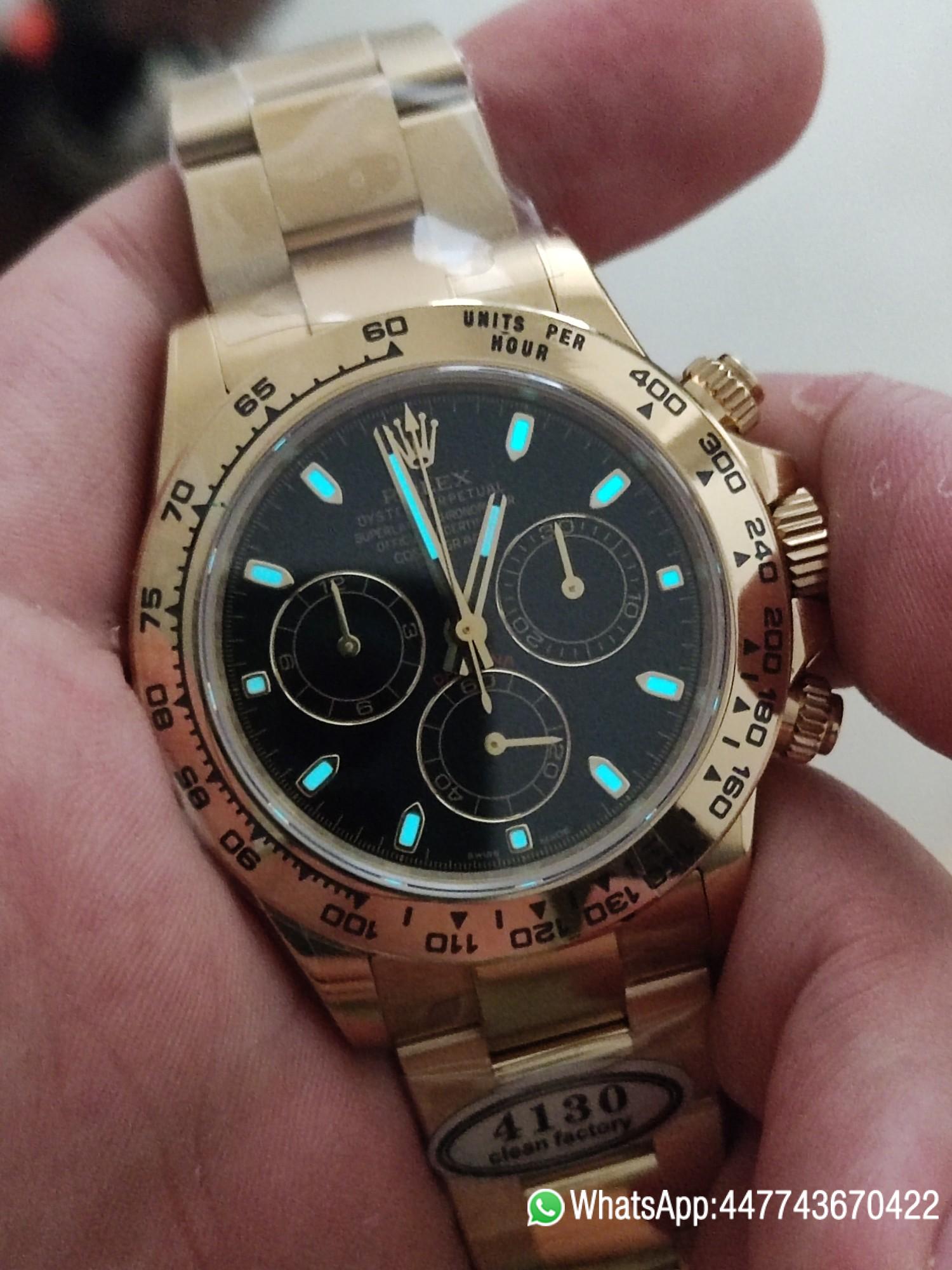 Clena Factory Rolex Daytona 116508 Yellow Gold Case Bracelet DD4130 Movement Black Dial Stick Markers 05 Clena Factory Rolex Daytona 116508 Yellow Gold Case Bracelet DD4130 Movement Black Dial Stick Markers 05