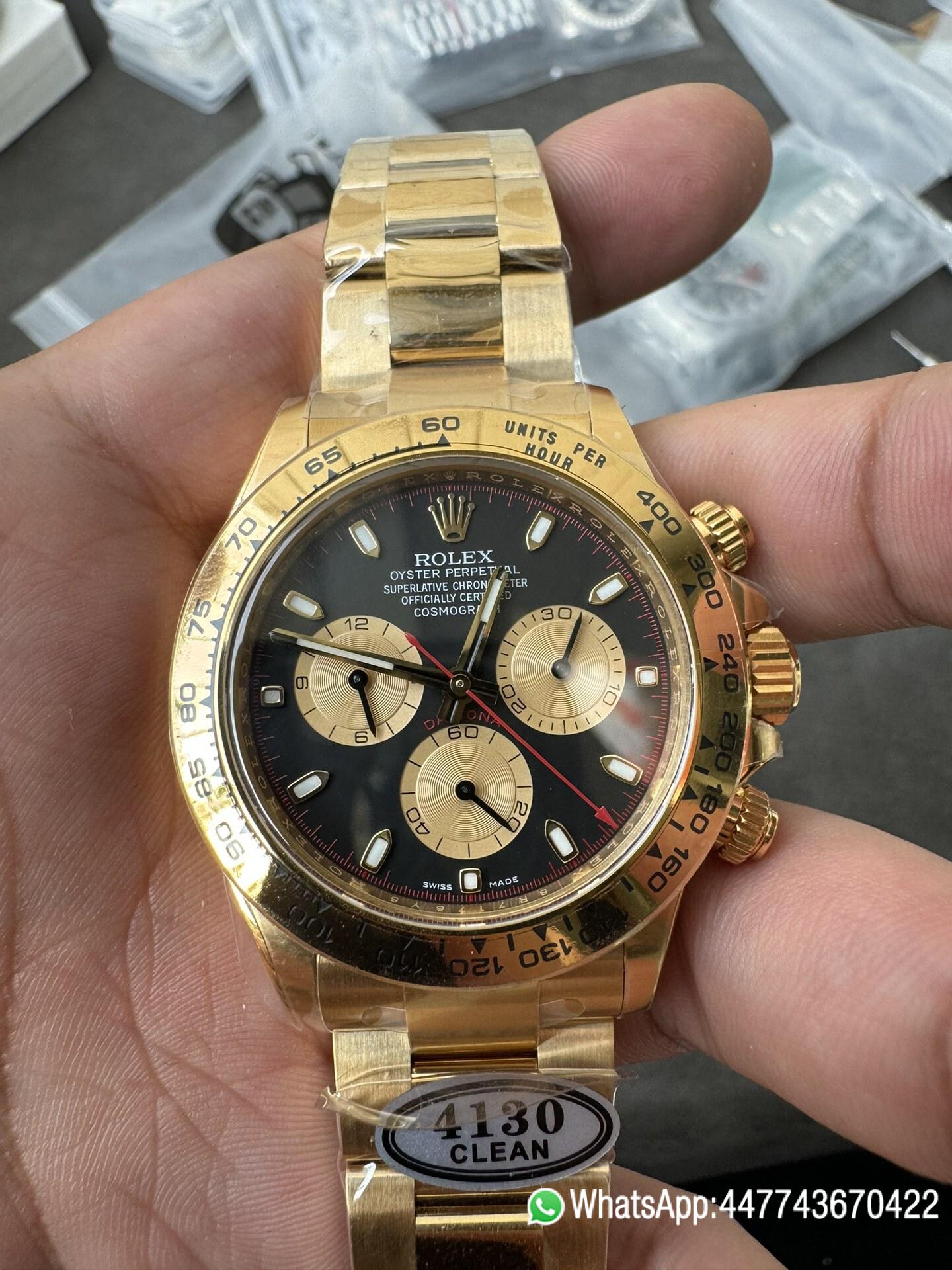 Victory Factory Daytona 116508 Yellow Gold Case Bracelet Black Dial with Yellow Sub Dial Red Chrono Second Hand DD4131 Movement 01 Clean Factory Daytona 116508 Yellow Gold Case Bracelet Black Dial with Yellow Sub Dial Red Chrono Second Hand DD4131 Movement 01