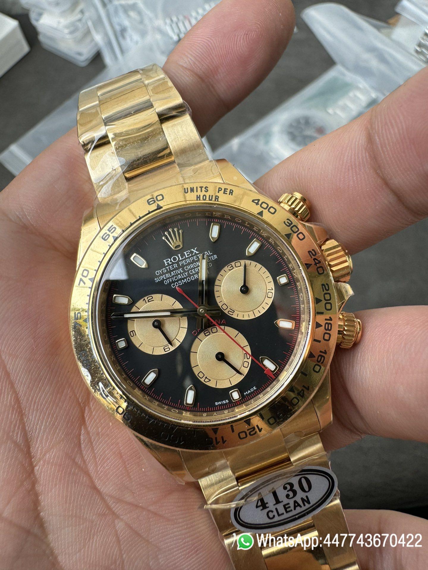 Victory Factory Daytona 116508 Yellow Gold Case Bracelet Black Dial with Yellow Sub Dial Red Chrono Second Hand DD4131 Movement 02 Clean Factory Daytona 116508 Yellow Gold Case Bracelet Black Dial with Yellow Sub Dial Red Chrono Second Hand DD4131 Movement 02