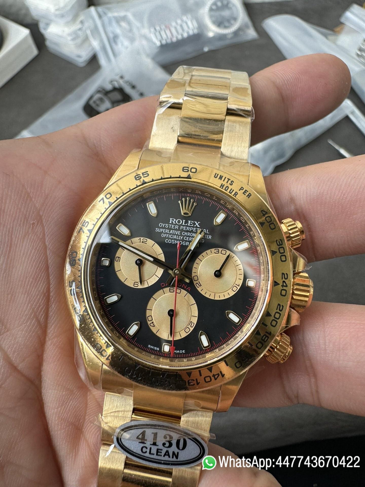 Victory Factory Daytona 116508 Yellow Gold Case Bracelet Black Dial with Yellow Sub Dial Red Chrono Second Hand DD4131 Movement 03 Clean Factory Daytona 116508 Yellow Gold Case Bracelet Black Dial with Yellow Sub Dial Red Chrono Second Hand DD4131 Movement 03