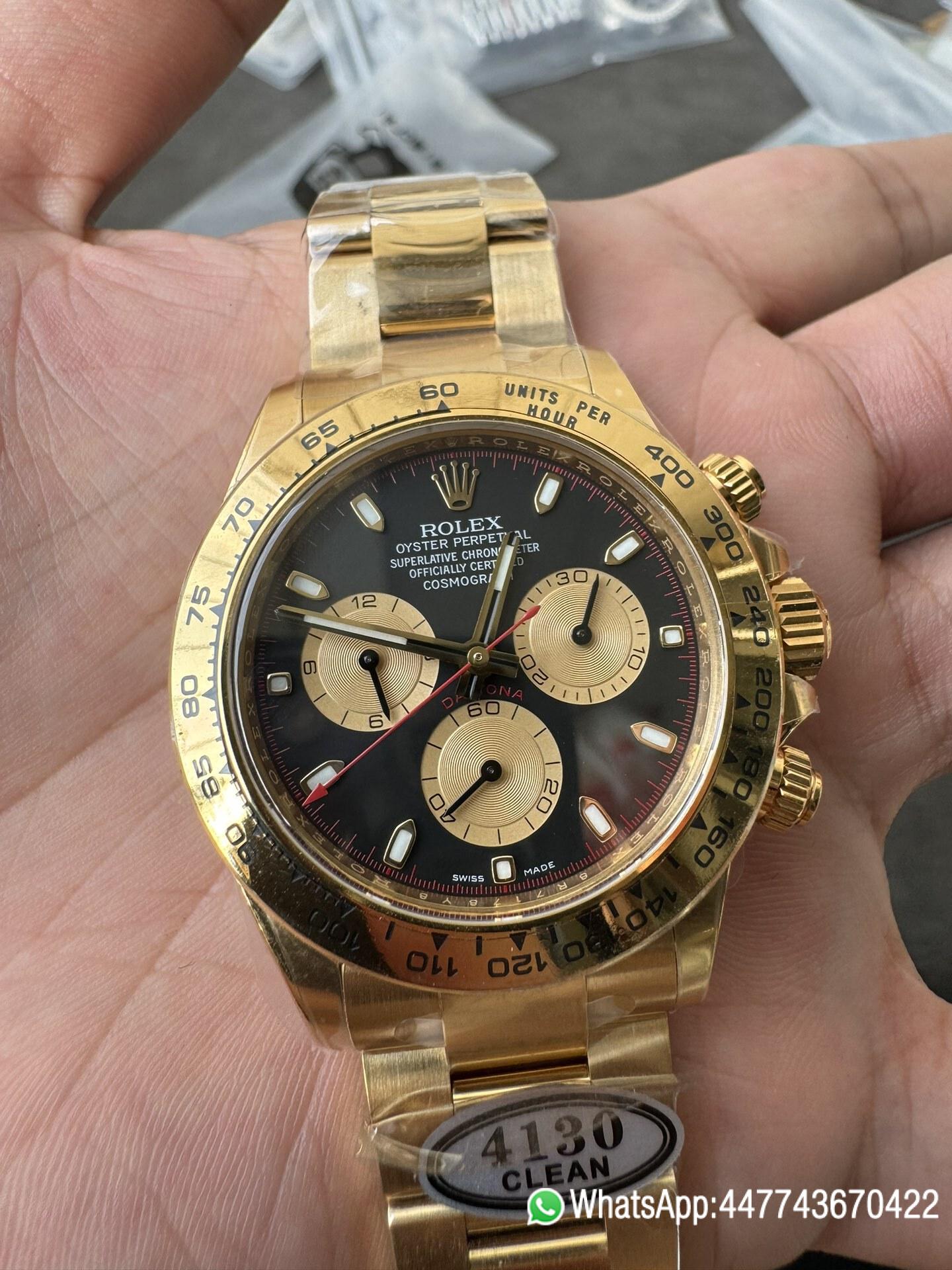 Victory Factory Daytona 116508 Yellow Gold Case Bracelet Black Dial with Yellow Sub Dial Red Chrono Second Hand DD4131 Movement 05 Clean Factory Daytona 116508 Yellow Gold Case Bracelet Black Dial with Yellow Sub Dial Red Chrono Second Hand DD4131 Movement 05