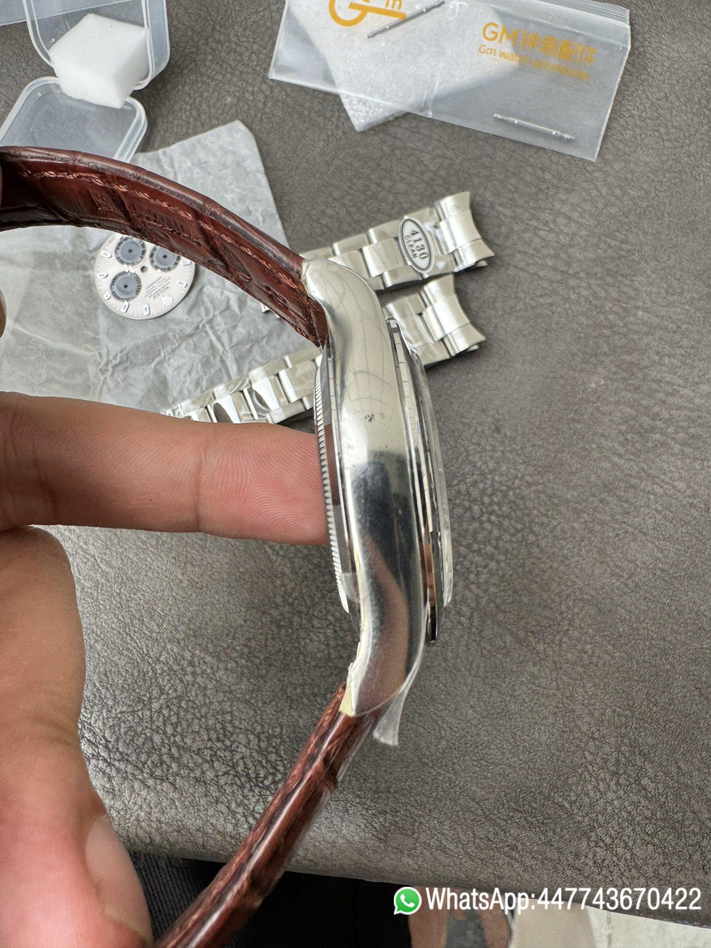 Victory Factory Daytona 116519 Tahitian MOP Dial with Diamonds Markers DD 4130 Movement Alligator Leather Strap 06 Clean Factory Daytona 116519 Tahitian MOP Dial with Diamonds Markers DD 4130 Movement Alligator Leather Strap 06