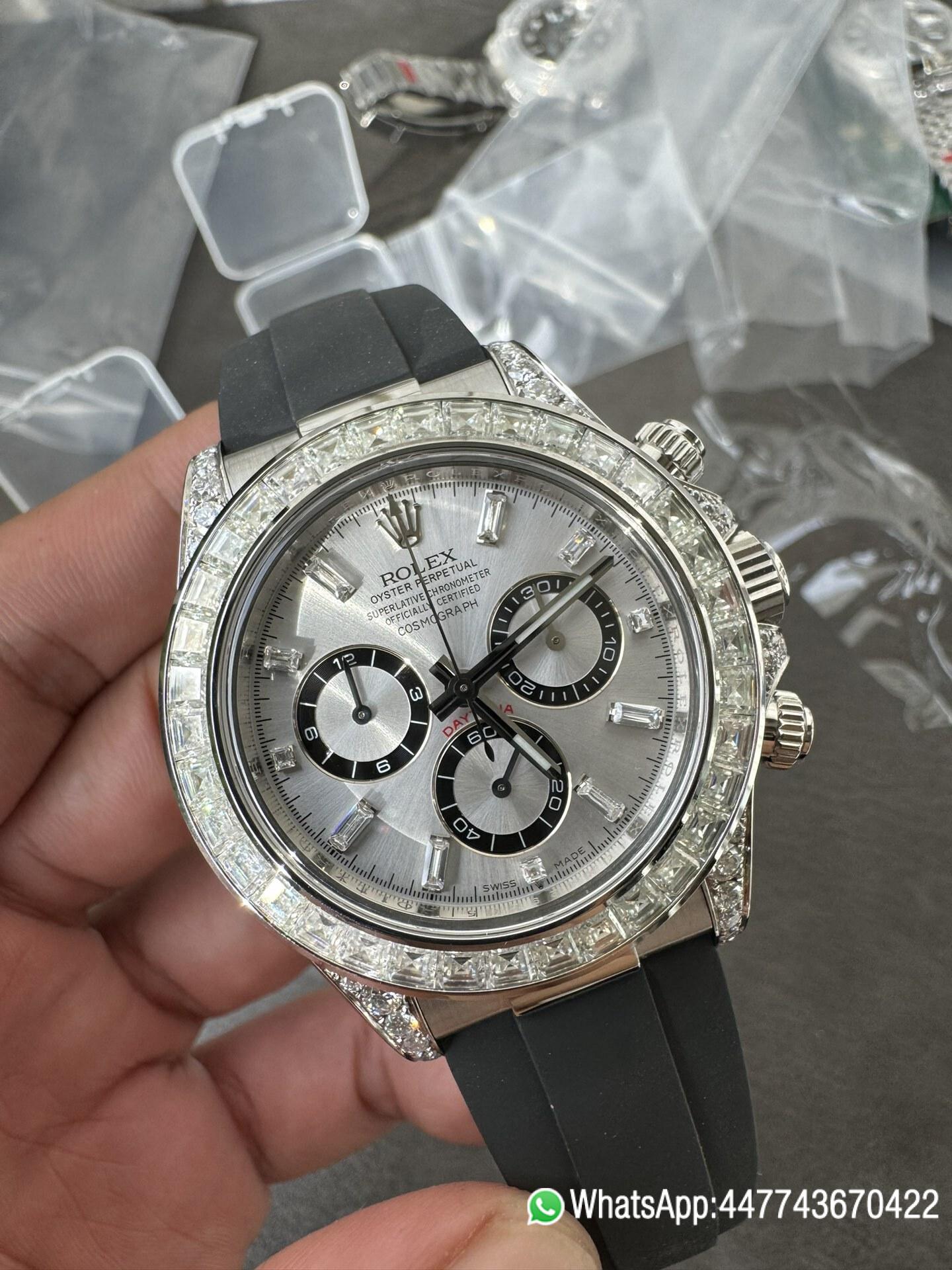 Victory Factory Rolex Daytona 126539TBR Diamonds Bezel Silver Dial with Diamonds Markers ShangHai 4131 Caliber 03 Clean Factory Rolex Daytona 126539TBR Diamonds Bezel Silver Dial with Diamonds Markers ShangHai 4131 Caliber 03