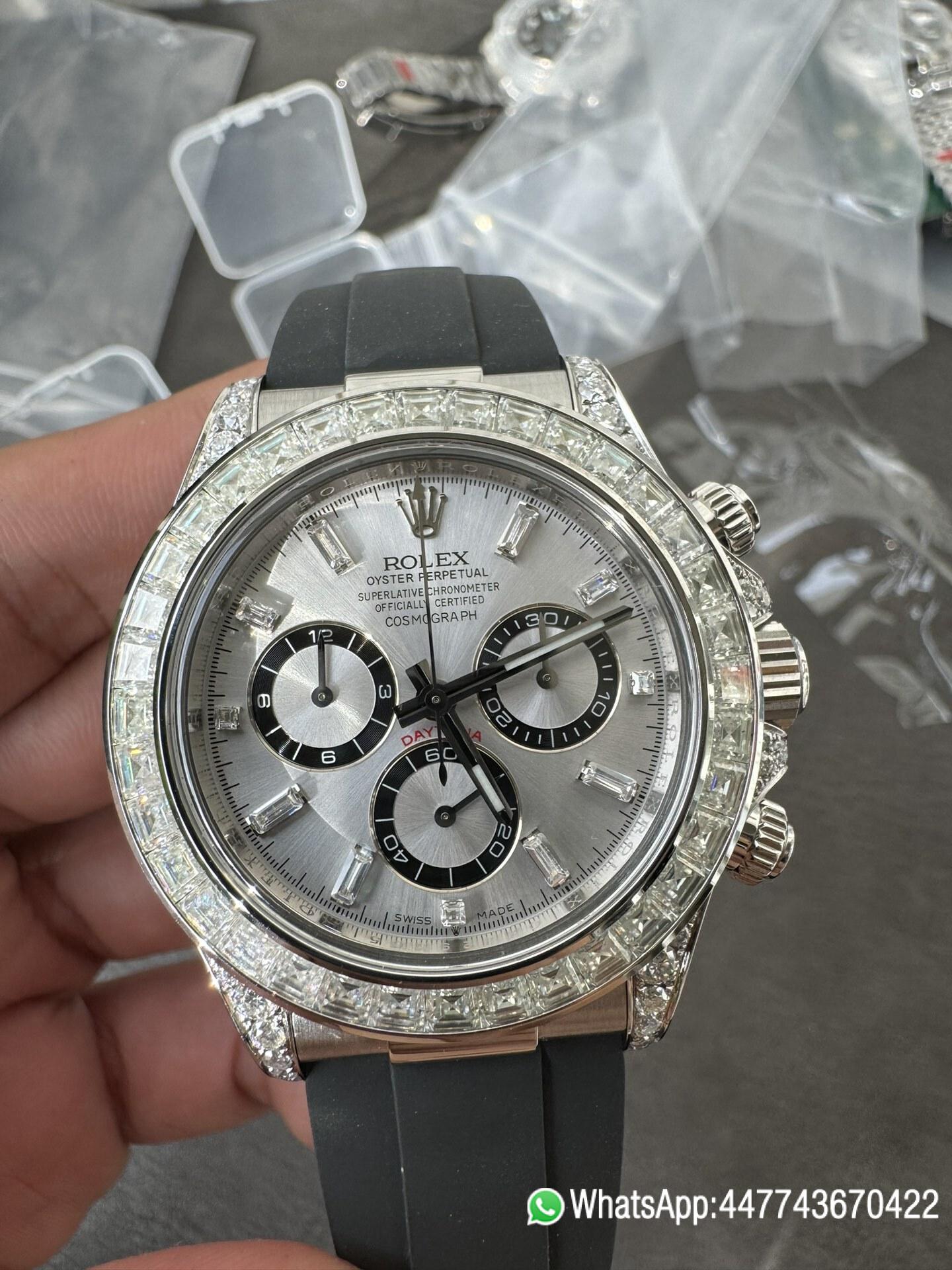 Victory Factory Rolex Daytona 126539TBR Diamonds Bezel Silver Dial with Diamonds Markers ShangHai 4131 Caliber 04 Clean Factory Rolex Daytona 126539TBR Diamonds Bezel Silver Dial with Diamonds Markers ShangHai 4131 Caliber 04