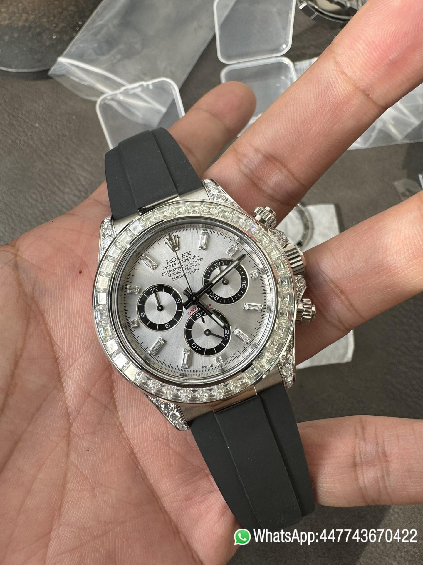 Victory Factory Rolex Daytona 126539TBR Diamonds Bezel Silver Dial with Diamonds Markers ShangHai 4131 Caliber 05 Clean Factory Rolex Daytona 126539TBR Diamonds Bezel Silver Dial with Diamonds Markers ShangHai 4131 Caliber 05