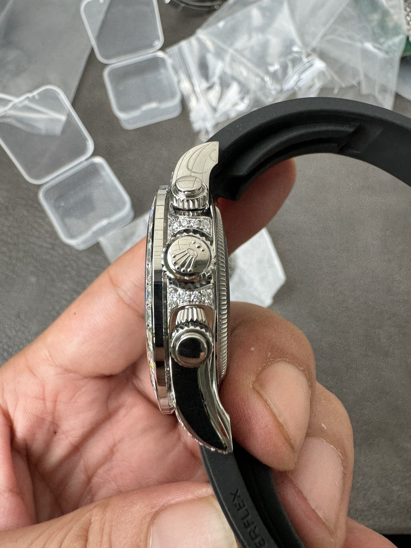 Victory Factory Rolex Daytona 126539TBR Diamonds Bezel Silver Dial with Diamonds Markers ShangHai 4131 Caliber 08 Clean Factory Rolex Daytona 126539TBR Diamonds Bezel Silver Dial with Diamonds Markers ShangHai 4131 Caliber 08