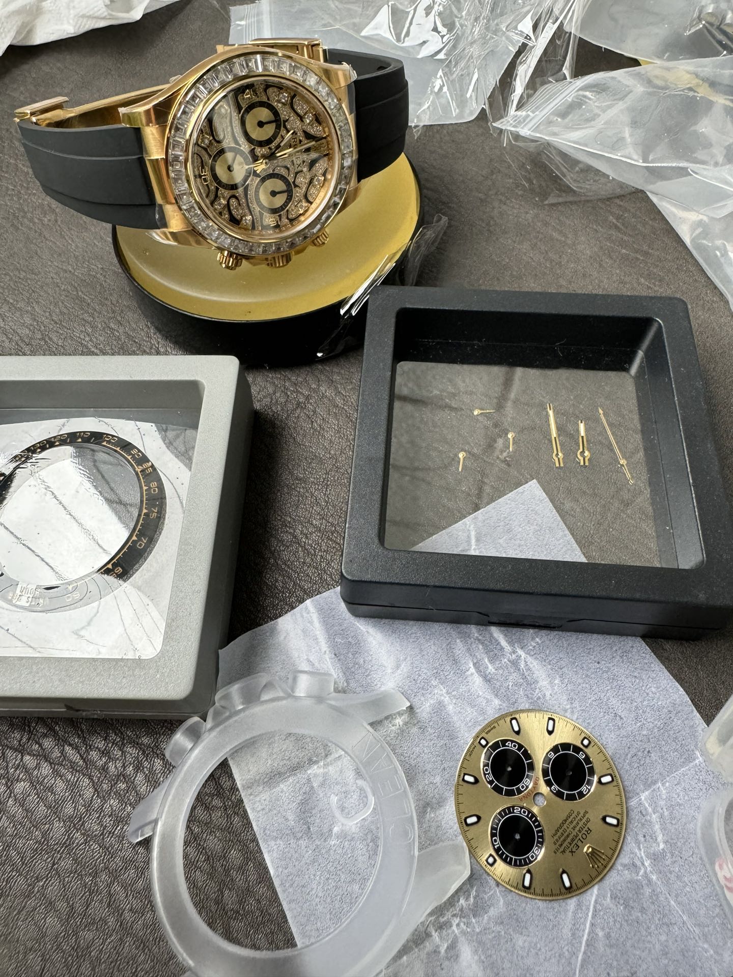 Victory Factory Rolex Daytona Eye Of The Tiger 116588TBR Wrapped 18K Yellow Gold Diamonds Dial Bezel DD4130 Movement 09 Clean Factory Rolex Daytona Eye Of The Tiger 116588TBR Wrapped 18K Yellow Gold Diamonds Dial Bezel DD4130 Movement 09