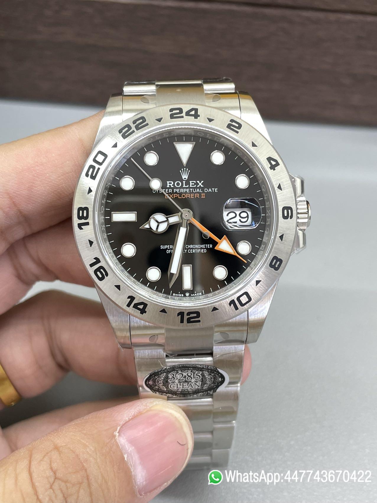 Victory Factory Watch Explorer II 226570 Black Dial 904L steel GMT Orange Arrow shaped Hand DanDong 3285 Movement 01 Clean Factory Watch Explorer II 226570 Black Dial 904L steel GMT Orange Arrow shaped Hand DanDong 3285 Movement 01