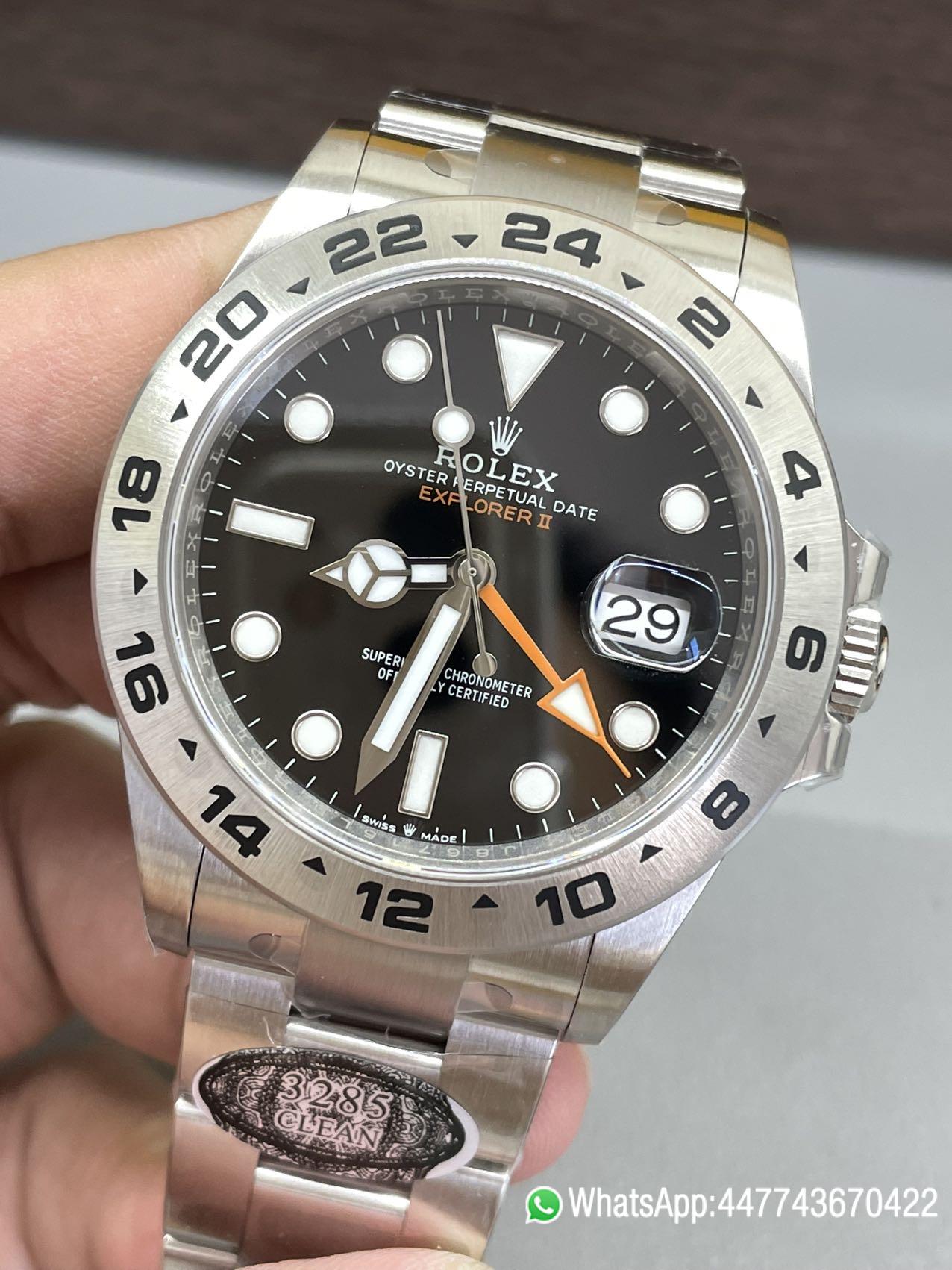 Victory Factory Watch Explorer II 226570 Black Dial 904L steel GMT Orange Arrow shaped Hand DanDong 3285 Movement 03 Clean Factory Watch Explorer II 226570 Black Dial 904L steel GMT Orange Arrow shaped Hand DanDong 3285 Movement 03