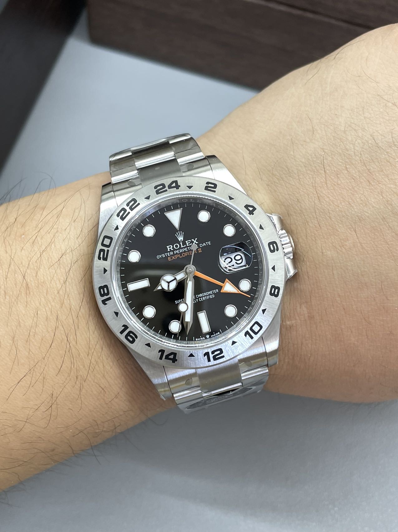 Victory Factory Watch Explorer II 226570 Black Dial 904L steel GMT Orange Arrow shaped Hand DanDong 3285 Movement 09 Clean Factory Watch Explorer II 226570 Black Dial 904L steel GMT Orange Arrow shaped Hand DanDong 3285 Movement 09