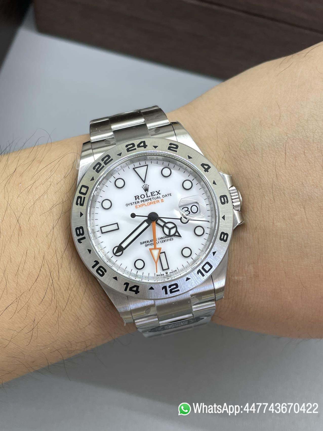 Victory Factory Watch Explorer II 226570 White Dial 904L Steel GMT Orange Arrow shaped Hand DanDong 3285 Movement 10 Clean Factory Watch Explorer II 226570 White Dial 904L Steel GMT Orange Arrow shaped Hand DanDong 3285 Movement 10