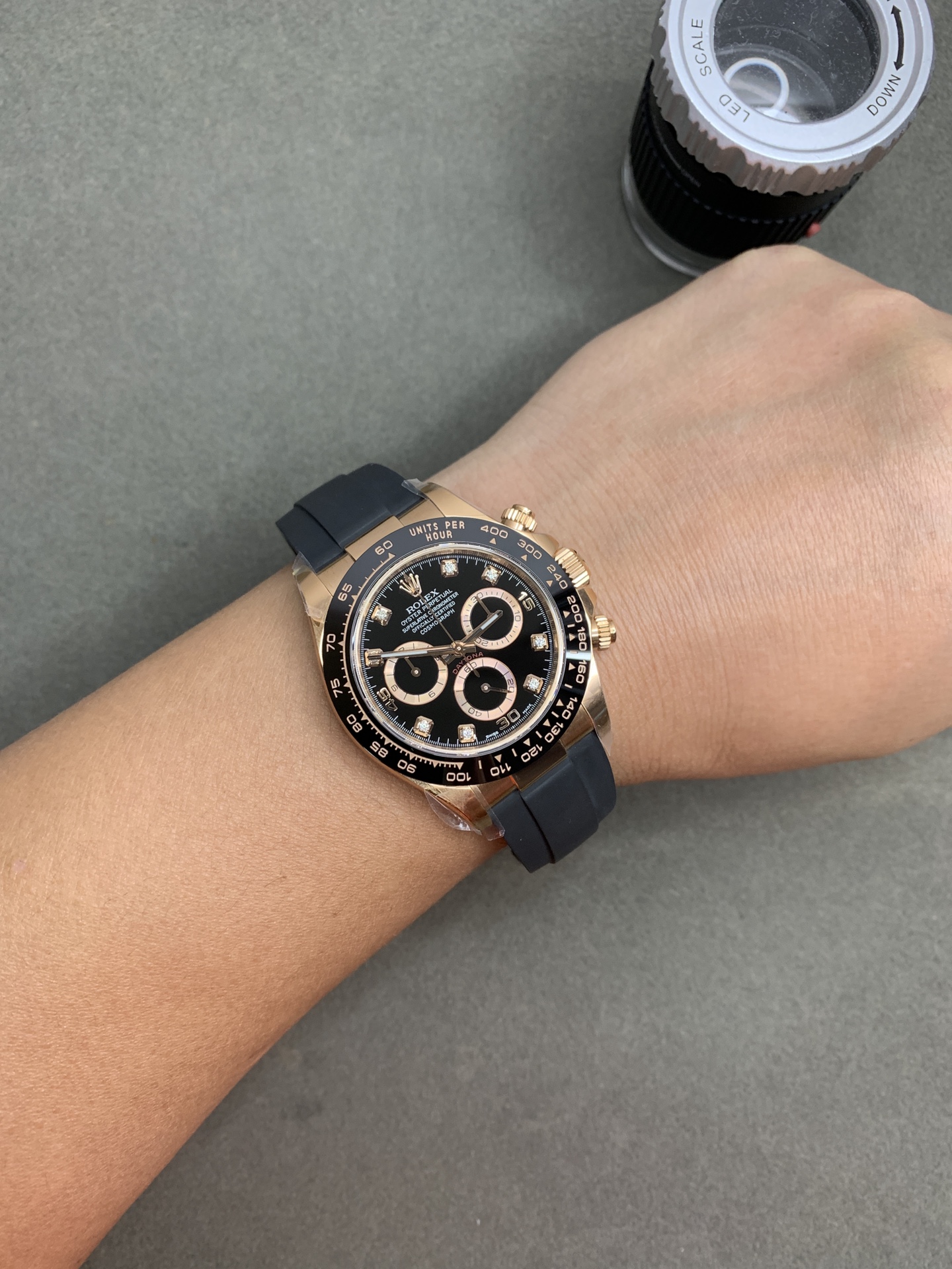 CF Daytona 116515 Rose Gold Case Black Dial with Diamonds Markers on Oysterflex Strap DanDong 4130 Movement 09 CF Daytona 116515 Rose Gold Case Black Dial with Diamonds Markers on Oysterflex Strap DanDong 4130 Movement 09