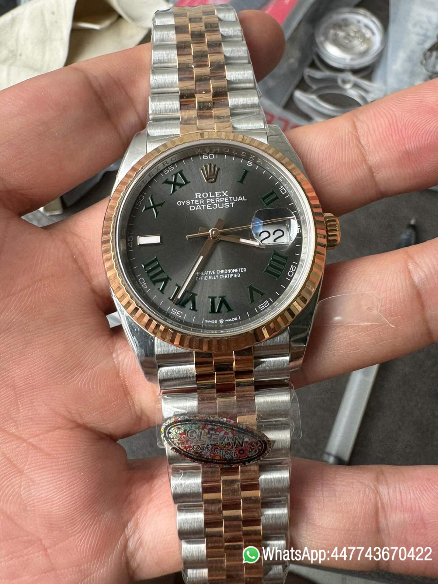 Victory Factory DateJust 36mm 126231 Wimbledon 904L Steel Grey Dial Green Roman Marker Two Tone Jubilee Bracelet SH3235 Movement 00 Clean Factory DateJust 36mm 126231 Wimbledon 904L Steel Grey Dial Green Roman Marker Two Tone Jubilee Bracelet SH3235 Movement 00