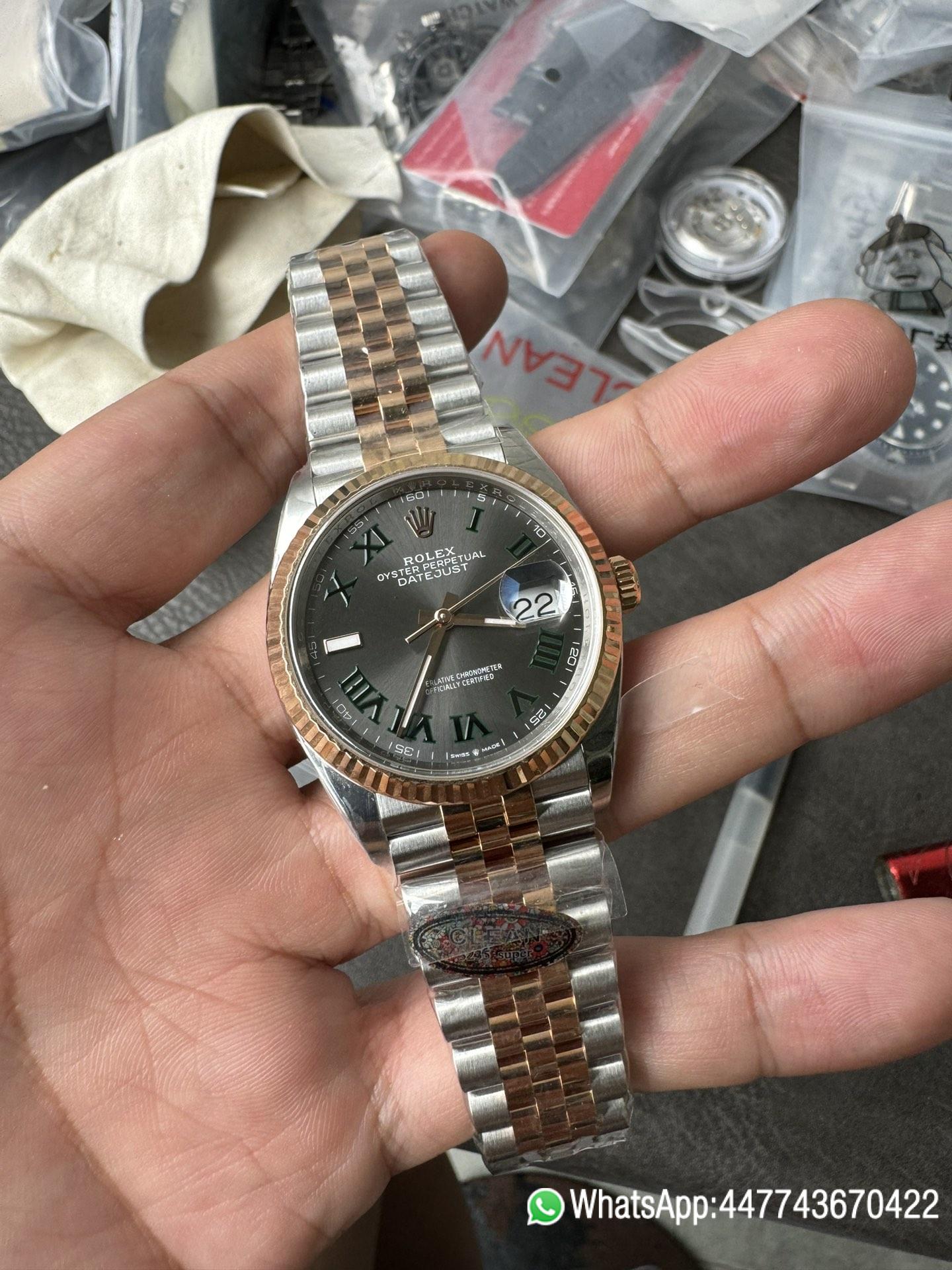 Victory Factory DateJust 36mm 126231 Wimbledon 904L Steel Grey Dial Green Roman Marker Two Tone Jubilee Bracelet SH3235 Movement 01 Clean Factory DateJust 36mm 126231 Wimbledon 904L Steel Grey Dial Green Roman Marker Two Tone Jubilee Bracelet SH3235 Movement 01