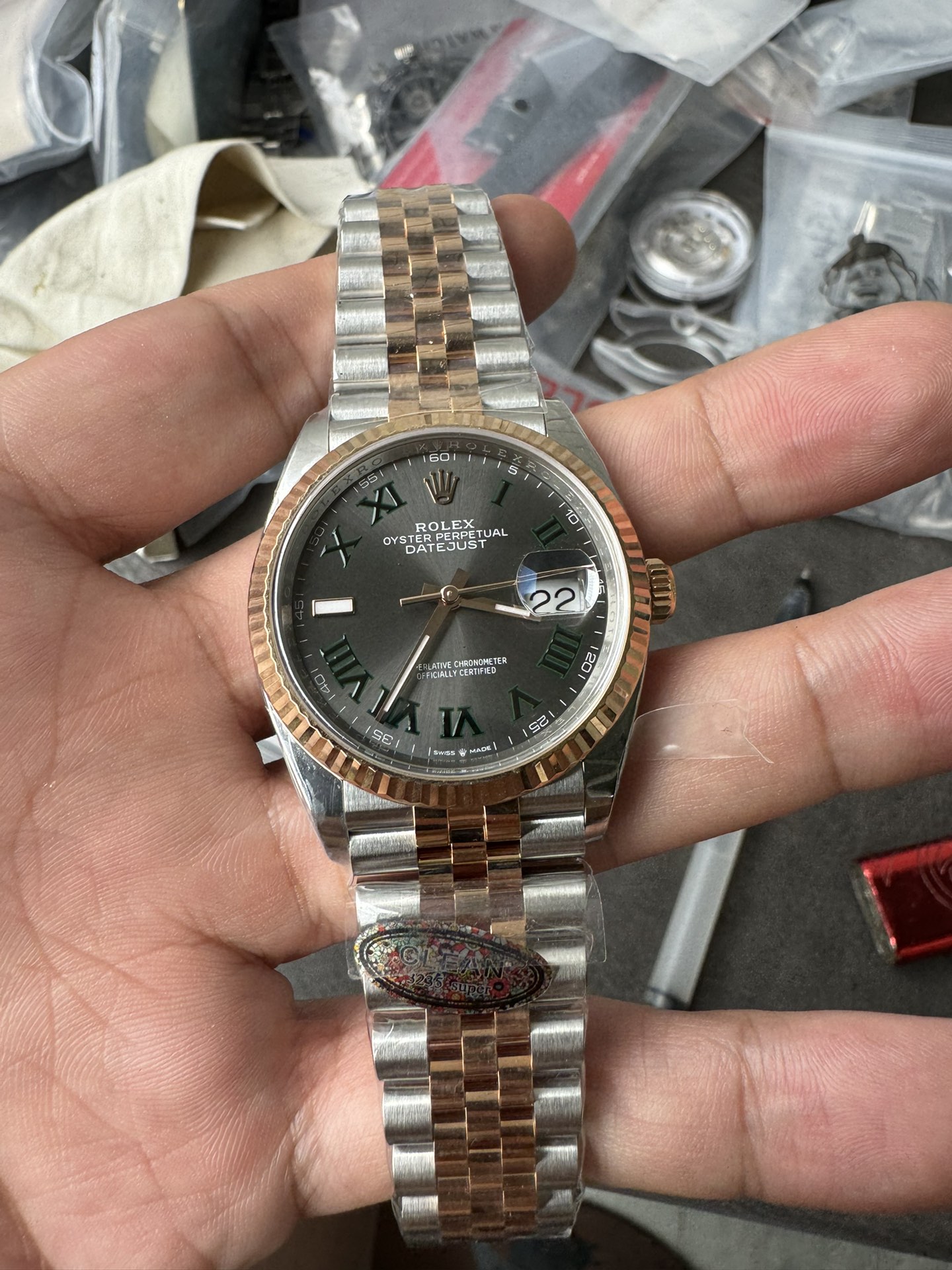 Victory Factory DateJust 36mm 126231 Wimbledon 904L Steel Grey Dial Green Roman Marker Two Tone Jubilee Bracelet SH3235 Movement 02 Clean Factory DateJust 36mm 126231 Wimbledon 904L Steel Grey Dial Green Roman Marker Two Tone Jubilee Bracelet SH3235 Movement 02