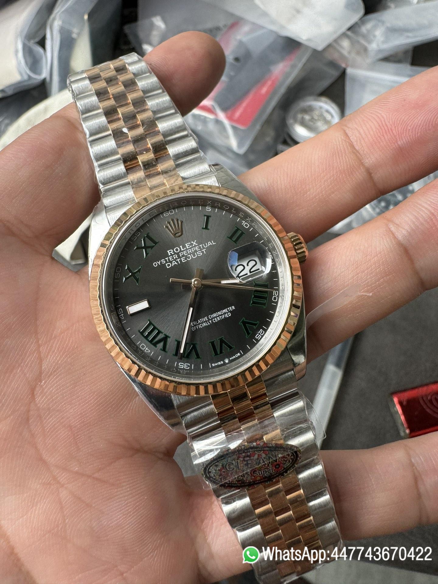 Victory Factory DateJust 36mm 126231 Wimbledon 904L Steel Grey Dial Green Roman Marker Two Tone Jubilee Bracelet SH3235 Movement 03 Clean Factory DateJust 36mm 126231 Wimbledon 904L Steel Grey Dial Green Roman Marker Two Tone Jubilee Bracelet SH3235 Movement 03