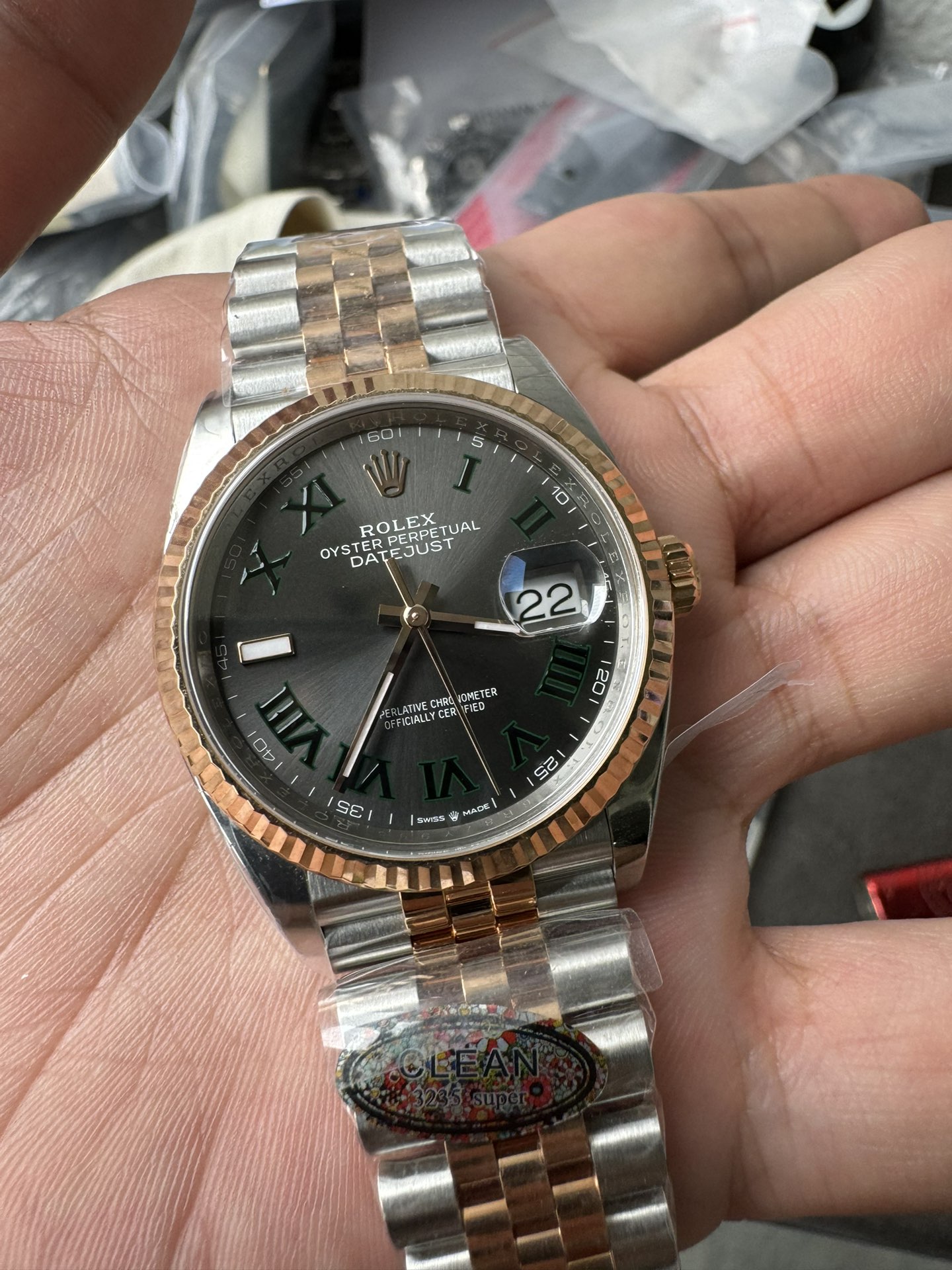 Victory Factory DateJust 36mm 126231 Wimbledon 904L Steel Grey Dial Green Roman Marker Two Tone Jubilee Bracelet SH3235 Movement 04 Clean Factory DateJust 36mm 126231 Wimbledon 904L Steel Grey Dial Green Roman Marker Two Tone Jubilee Bracelet SH3235 Movement 04