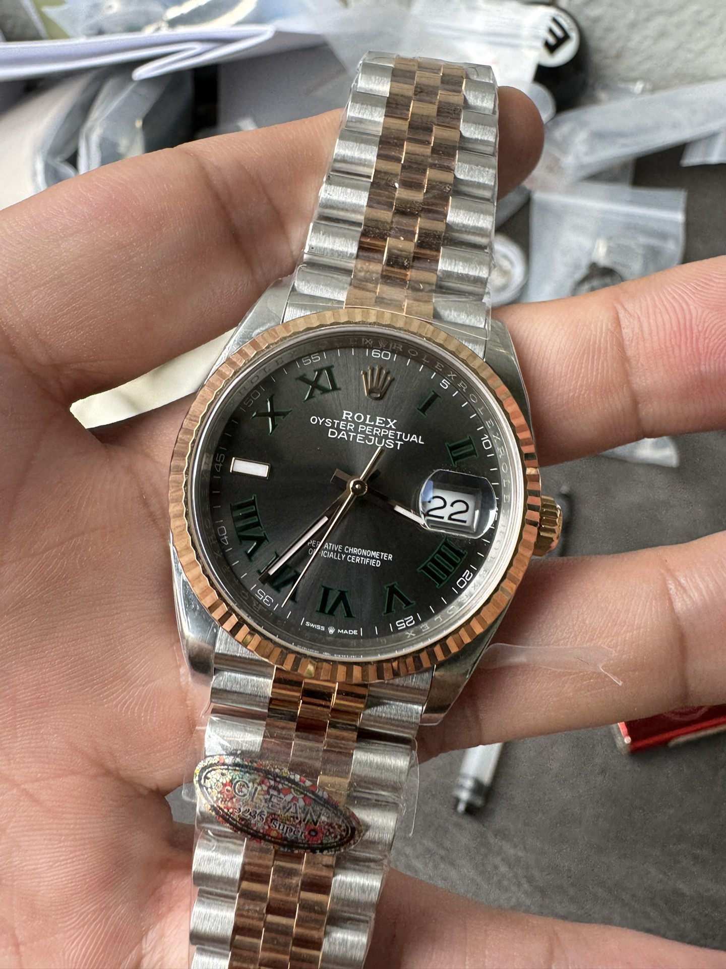 Victory Factory DateJust 36mm 126231 Wimbledon 904L Steel Grey Dial Green Roman Marker Two Tone Jubilee Bracelet SH3235 Movement 05 Clean Factory DateJust 36mm 126231 Wimbledon 904L Steel Grey Dial Green Roman Marker Two Tone Jubilee Bracelet SH3235 Movement 05