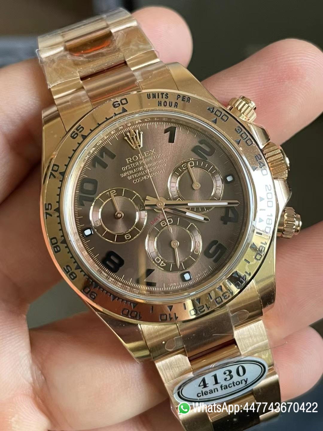 Victory Factory Daytona 116505 0011 Rose Gold Case Bracelet Chocolate Dial with Black Number Markers DD4130 Movement 04 Clean Factory Daytona 116505 0011 Rose Gold Case Bracelet Chocolate Dial with Black Number Markers DD4130 Movement 04