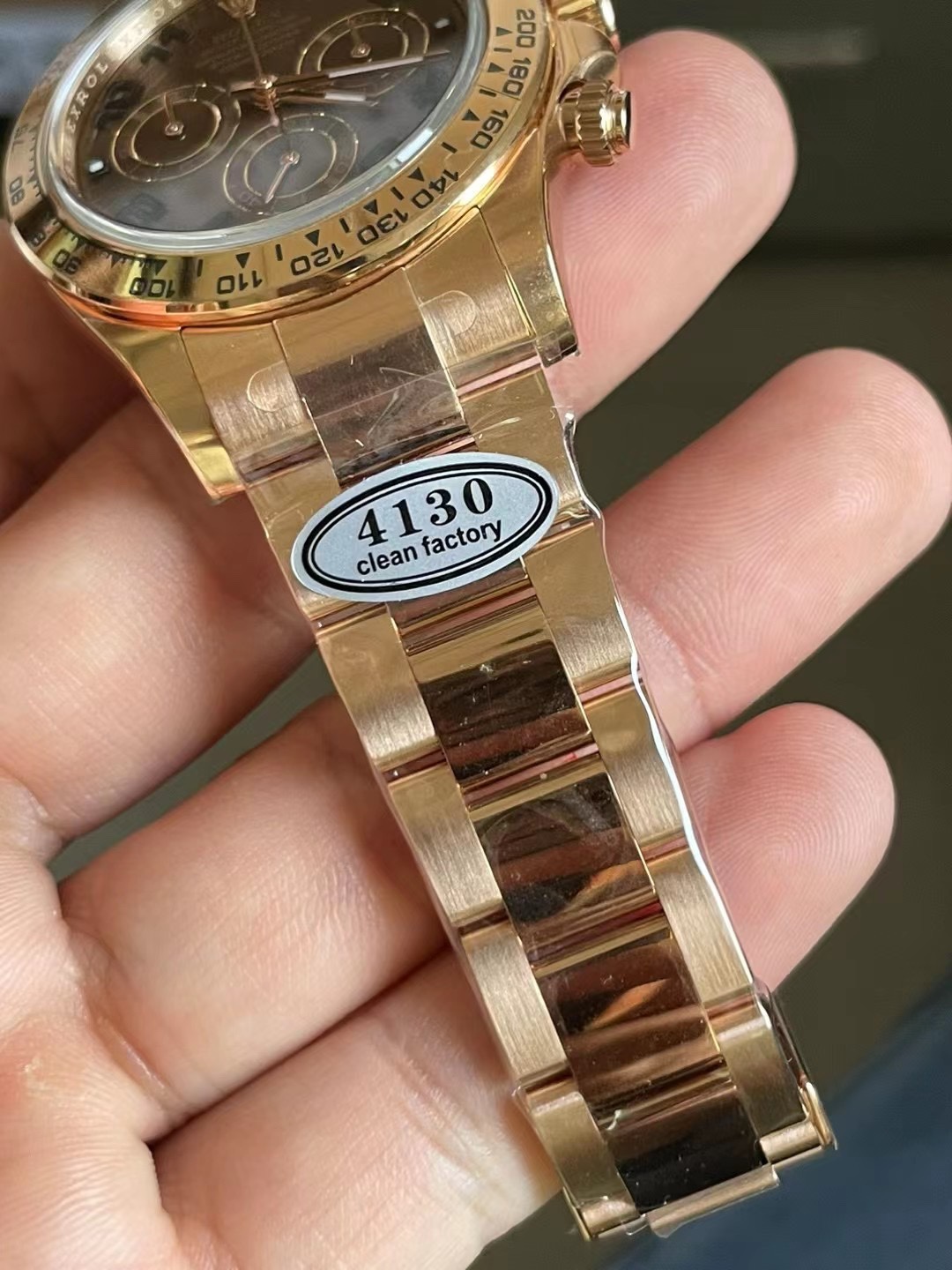 Victory Factory Daytona 116505 0011 Rose Gold Case Bracelet Chocolate Dial with Black Number Markers DD4130 Movement 05 Clean Factory Daytona 116505 0011 Rose Gold Case Bracelet Chocolate Dial with Black Number Markers DD4130 Movement 05