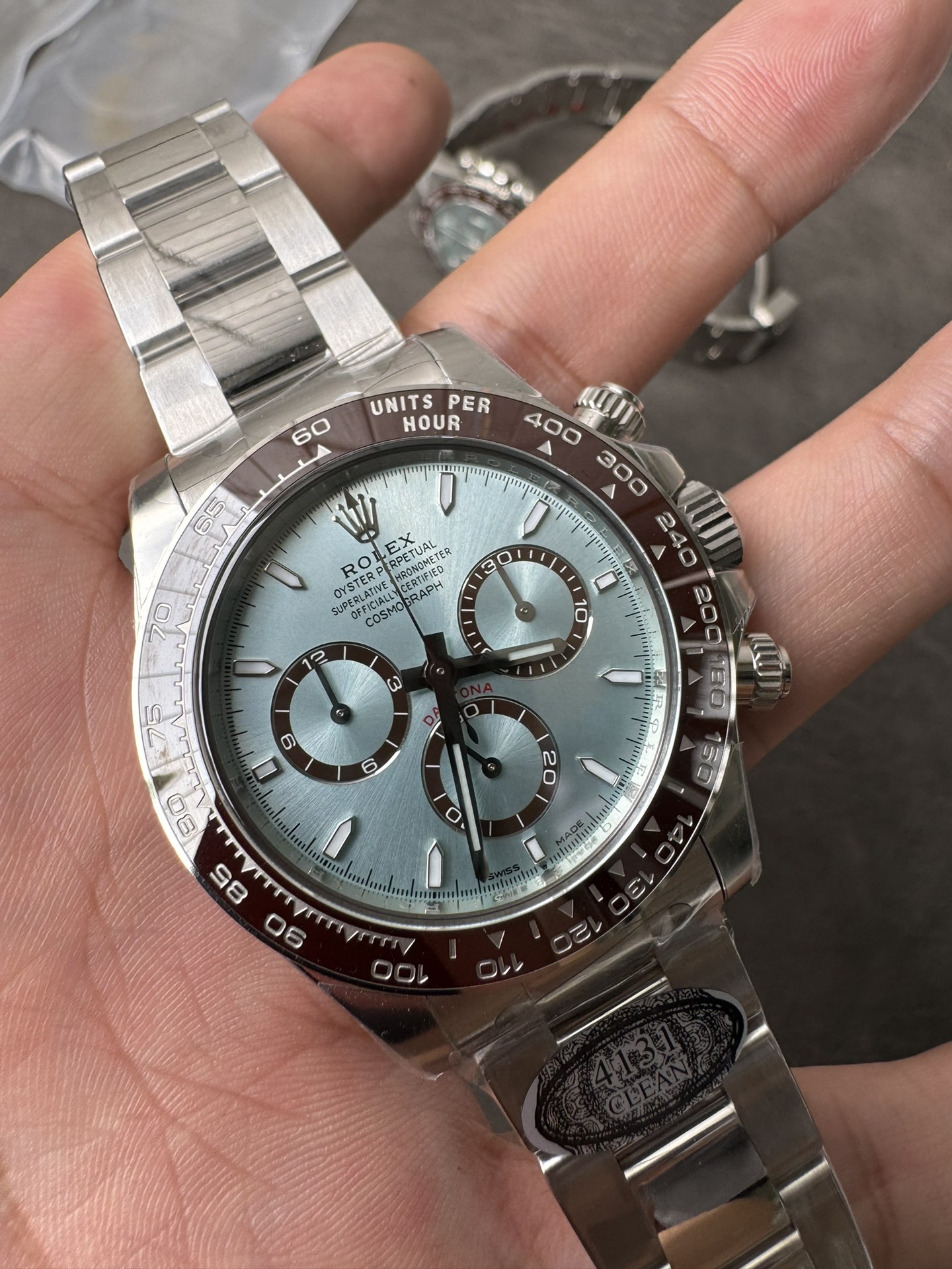 Victory Factory Daytona 126506 ICE Blue Dial Brown Ceramic Bezel SH4131 Movement 72 Hours Power Reserve 05 Clean Factory Daytona 126506 ICE Blue Dial Brown Ceramic Bezel SH4131 Movement 72 Hours Power Reserve 05