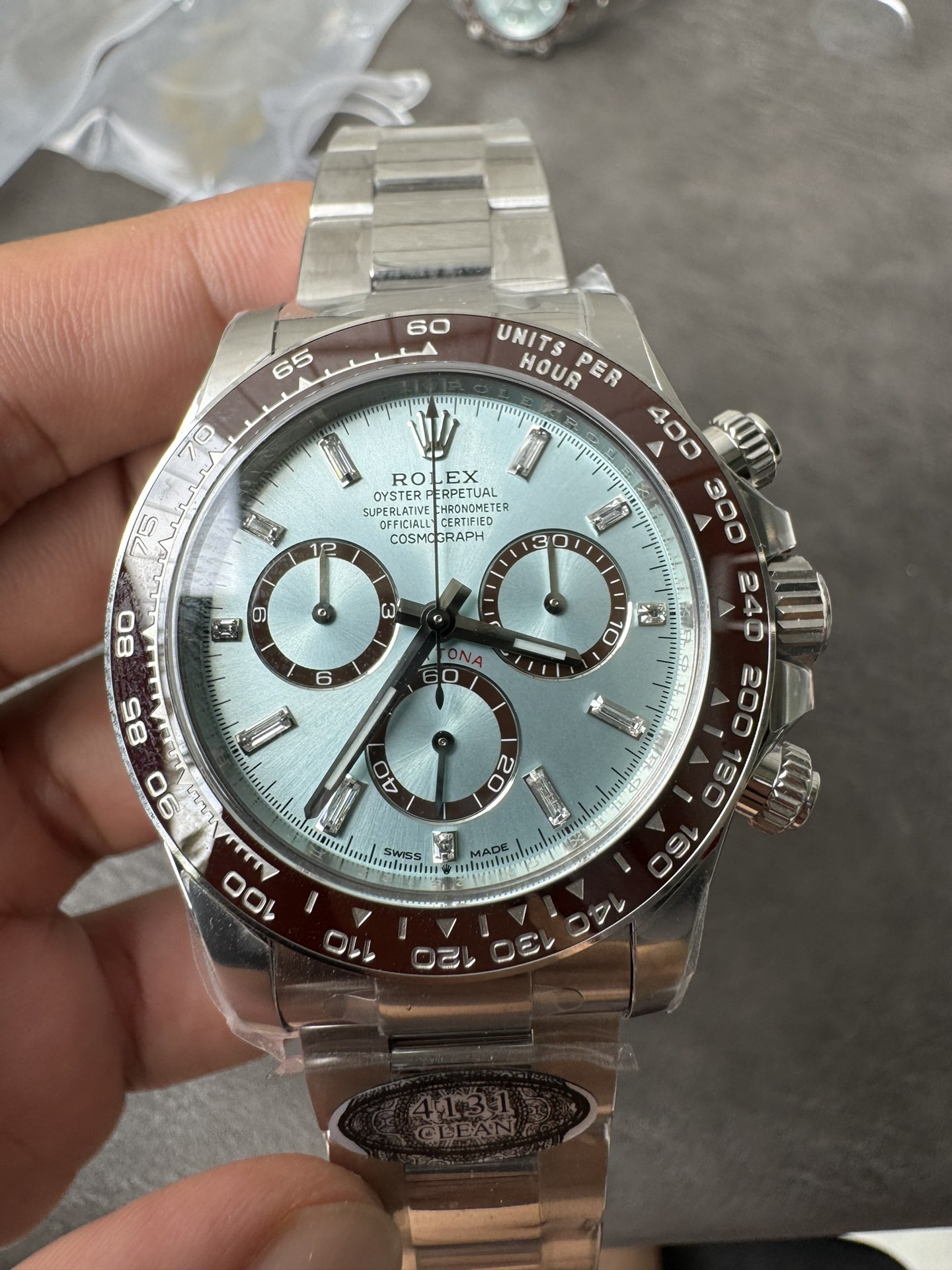 Victory Factory Daytona 126506 ICE Blue Dial With Diamonds Markers Brown Ceramic Bezel SH4131 Movement 72 Hours PR 09 Clean Factory Daytona 126506 ICE Blue Dial With Diamonds Markers Brown Ceramic Bezel SH4131 Movement 72 Hours PR 09