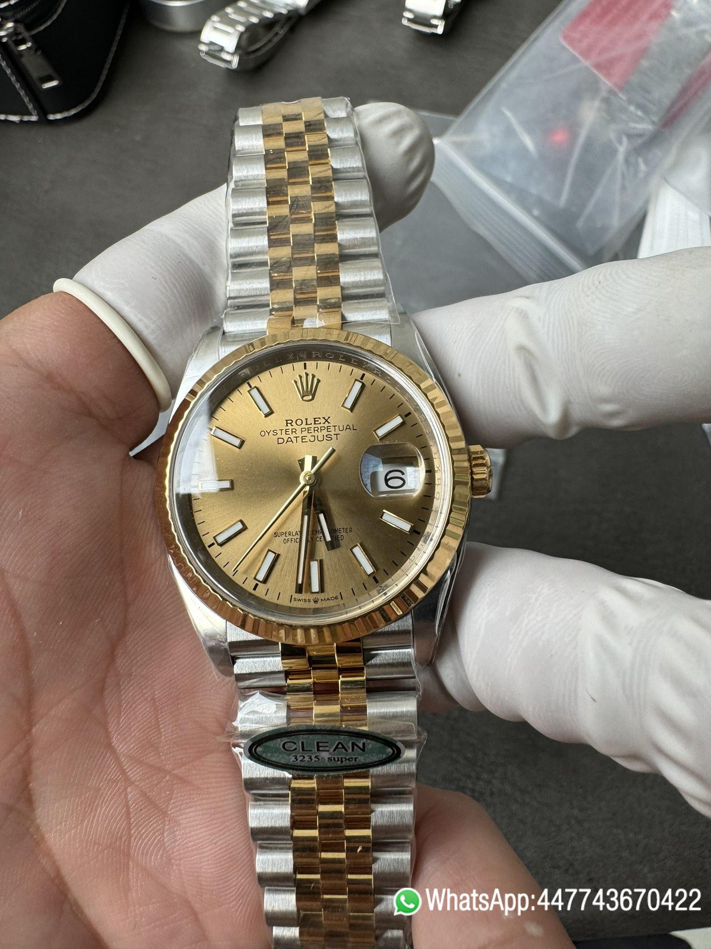 Victory Factory Rolex Datejust 36mm 126233 Yellow Gold Dial with Stick Markers Two Tone Yellow Gold Oystersteel Strap 02 Clean Factory Rolex Datejust 36mm 126233 Yellow Gold Dial with Stick Markers Two Tone Yellow Gold Oystersteel Strap 02