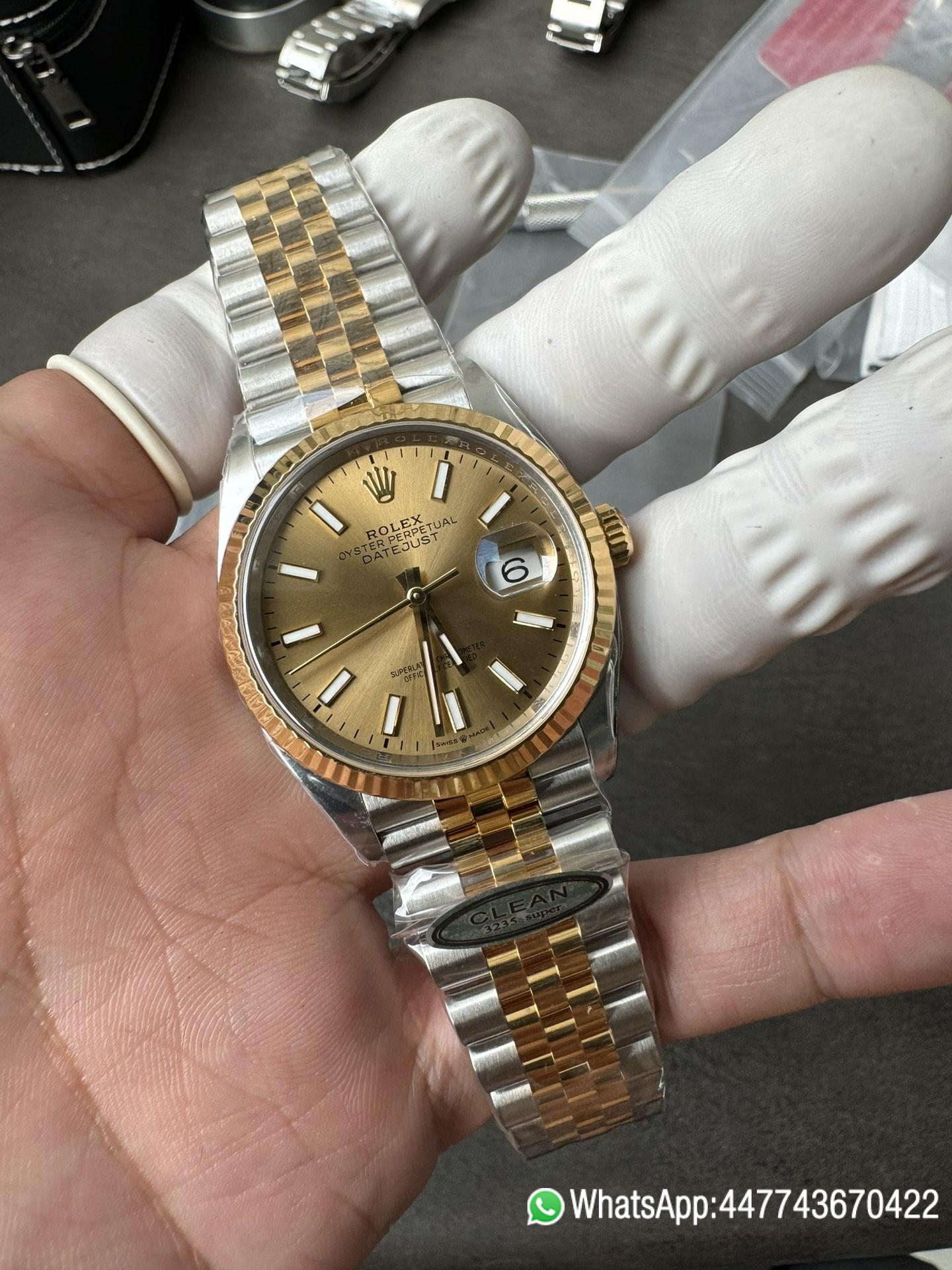 Victory Factory Rolex Datejust 36mm 126233 Yellow Gold Dial with Stick Markers Two Tone Yellow Gold Oystersteel Strap 03 Clean Factory Rolex Datejust 36mm 126233 Yellow Gold Dial with Stick Markers Two Tone Yellow Gold Oystersteel Strap 03