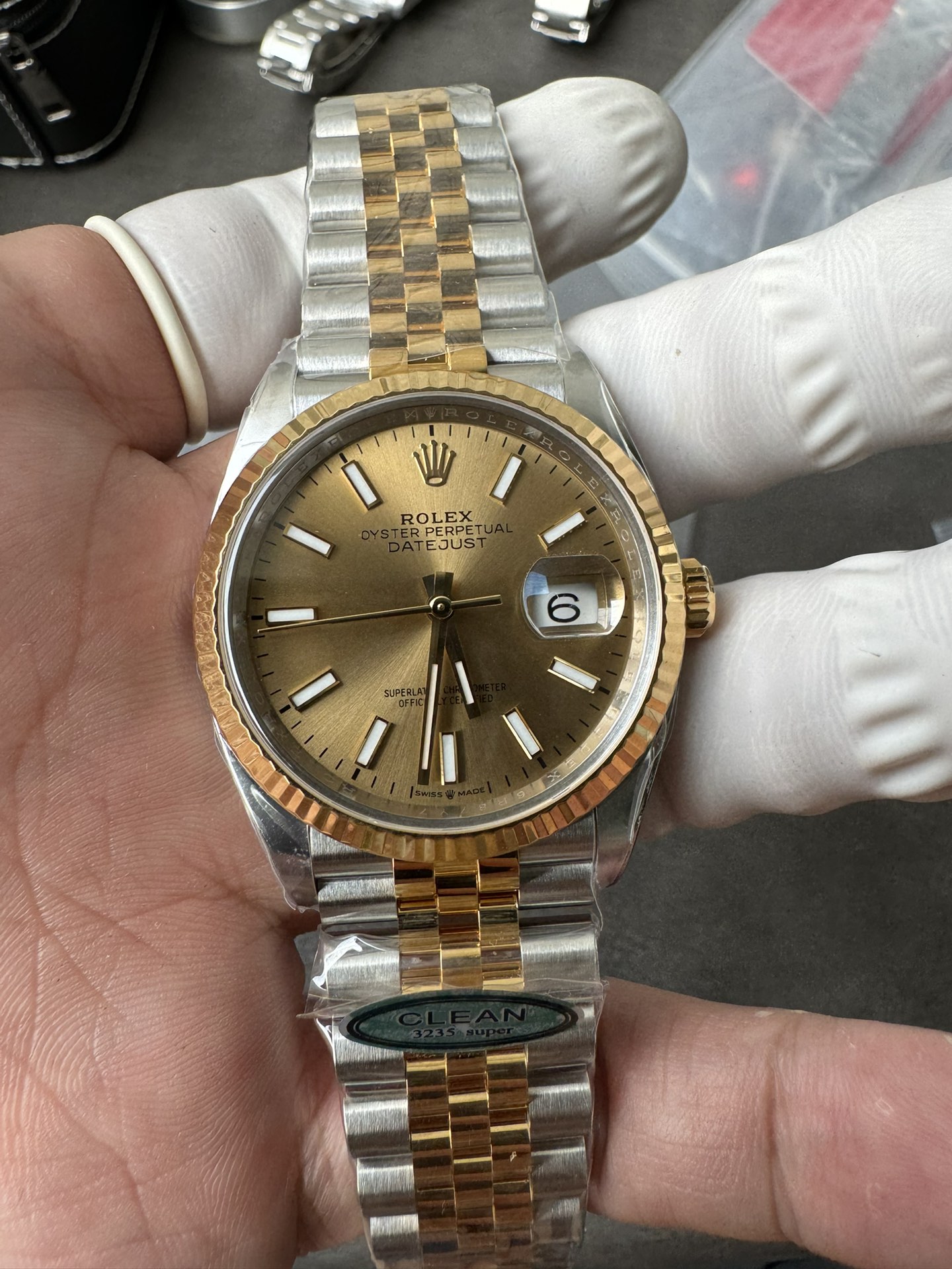 Victory Factory Rolex Datejust 36mm 126233 Yellow Gold Dial with Stick Markers Two Tone Yellow Gold Oystersteel Strap 04 Clean Factory Rolex Datejust 36mm 126233 Yellow Gold Dial with Stick Markers Two Tone Yellow Gold Oystersteel Strap 04