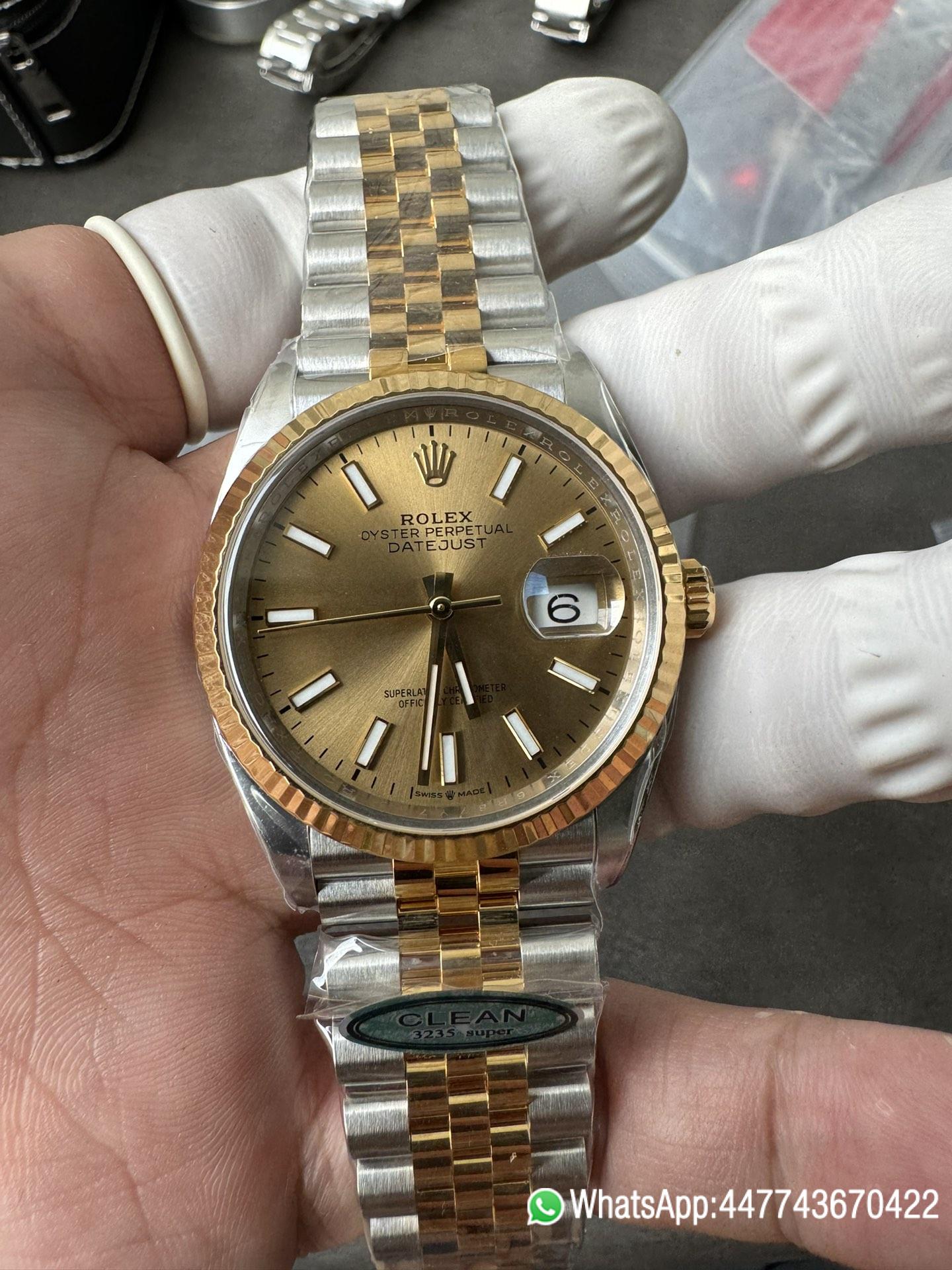 Victory Factory Rolex Datejust 36mm 126233 Yellow Gold Dial with Stick Markers Two Tone Yellow Gold Oystersteel Strap 04 Clean Factory Rolex Datejust 36mm 126233 Yellow Gold Dial with Stick Markers Two Tone Yellow Gold Oystersteel Strap 04