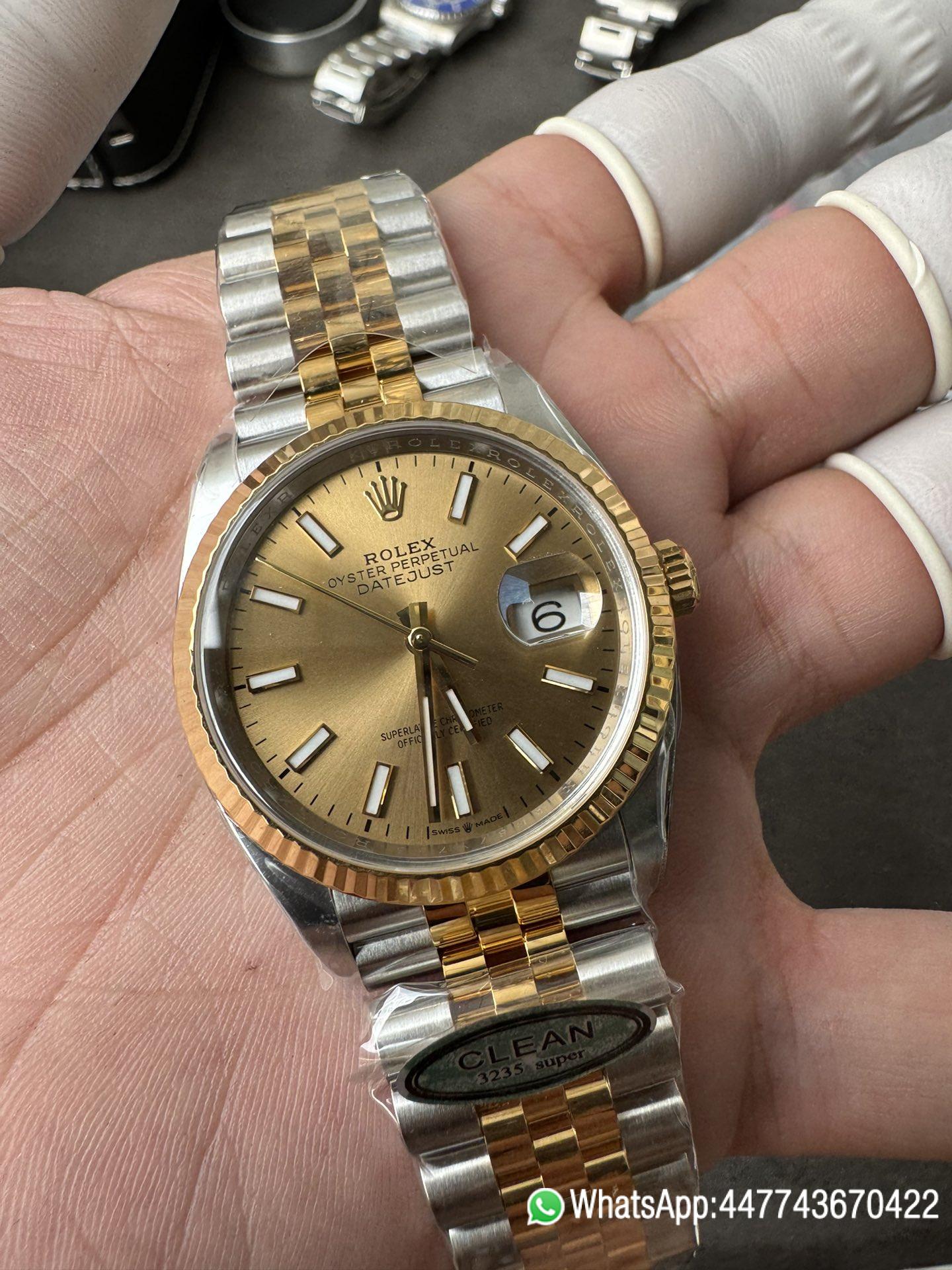 Victory Factory Rolex Datejust 36mm 126233 Yellow Gold Dial with Stick Markers Two Tone Yellow Gold Oystersteel Strap 05 Clean Factory Rolex Datejust 36mm 126233 Yellow Gold Dial with Stick Markers Two Tone Yellow Gold Oystersteel Strap 05
