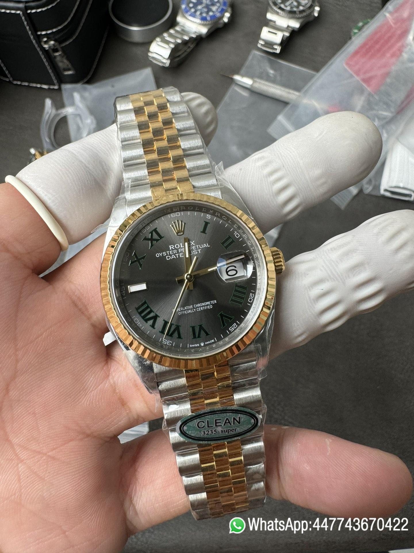 Victory Factory Rolex Datejust Wimbledon 36mm 126233 Grey Dial with Roma Markers Two Tone Yellow Gold Oystersteel Bracelet 02 Clean Factory Rolex Datejust Wimbledon 36mm 126233 Grey Dial with Roma Markers Two Tone Yellow Gold Oystersteel Bracelet 02