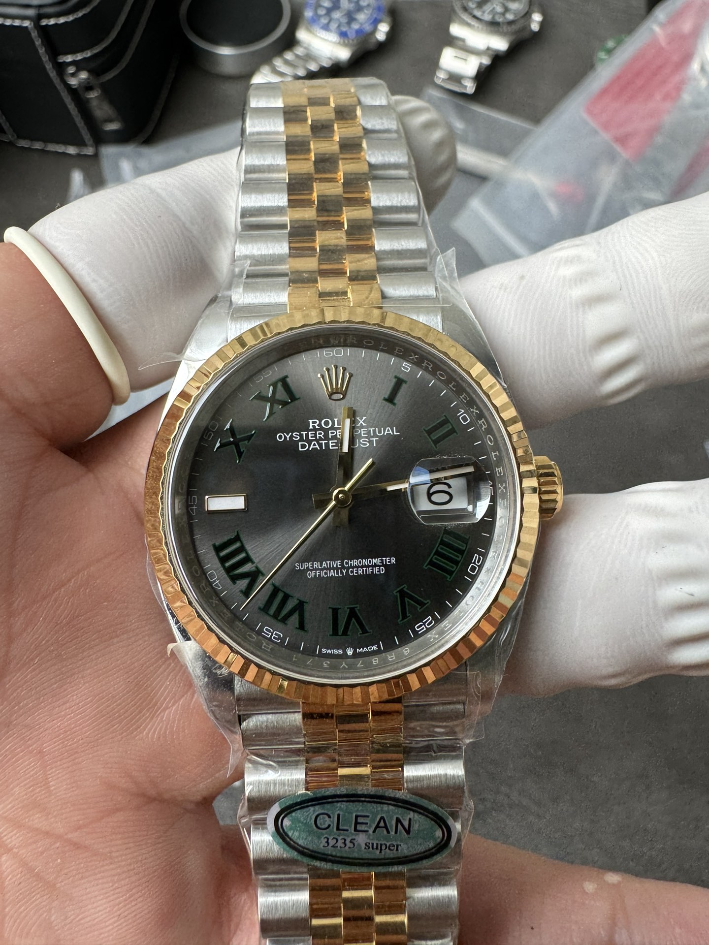 Victory Factory Rolex Datejust Wimbledon 36mm 126233 Grey Dial with Roma Markers Two Tone Yellow Gold Oystersteel Bracelet 03 Clean Factory Rolex Datejust Wimbledon 36mm 126233 Grey Dial with Roma Markers Two Tone Yellow Gold Oystersteel Bracelet 03