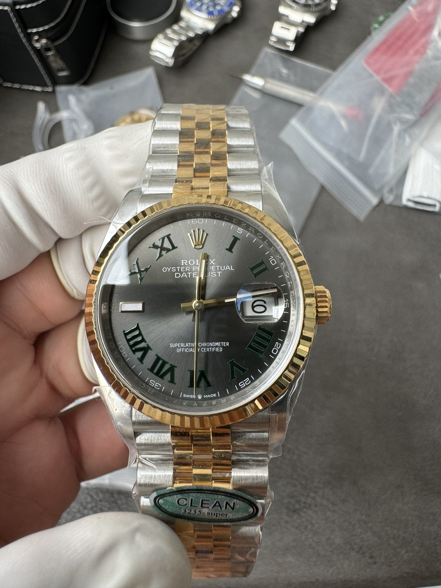Victory Factory Rolex Datejust Wimbledon 36mm 126233 Grey Dial with Roma Markers Two Tone Yellow Gold Oystersteel Bracelet 04 Clean Factory Rolex Datejust Wimbledon 36mm 126233 Grey Dial with Roma Markers Two Tone Yellow Gold Oystersteel Bracelet 04