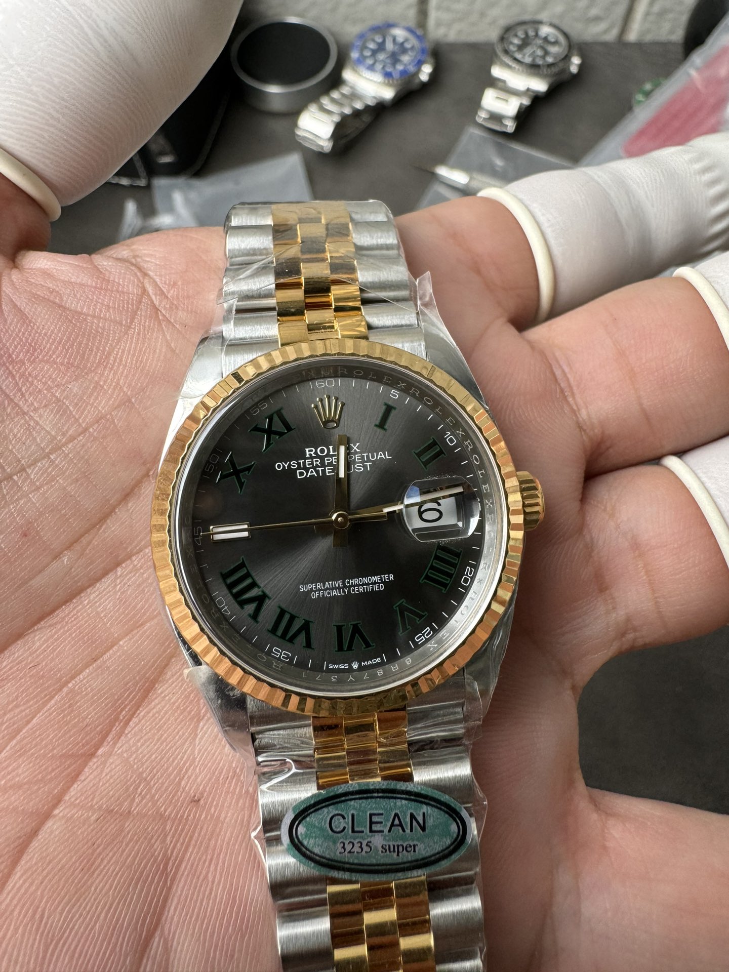 Victory Factory Rolex Datejust Wimbledon 36mm 126233 Grey Dial with Roma Markers Two Tone Yellow Gold Oystersteel Bracelet 06 Clean Factory Rolex Datejust Wimbledon 36mm 126233 Grey Dial with Roma Markers Two Tone Yellow Gold Oystersteel Bracelet 06