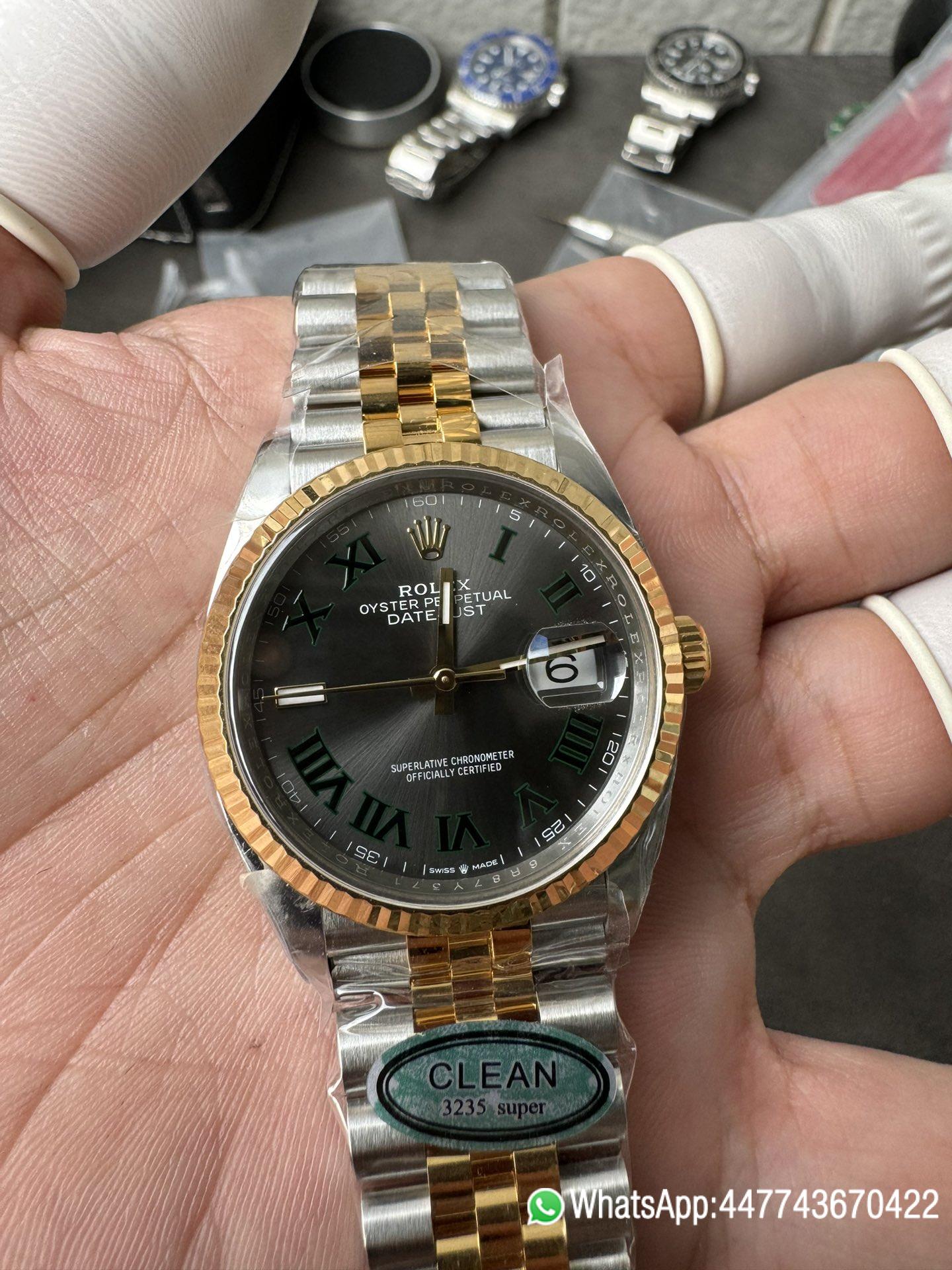 Victory Factory Rolex Datejust Wimbledon 36mm 126233 Grey Dial with Roma Markers Two Tone Yellow Gold Oystersteel Bracelet 06 Clean Factory Rolex Datejust Wimbledon 36mm 126233 Grey Dial with Roma Markers Two Tone Yellow Gold Oystersteel Bracelet 06