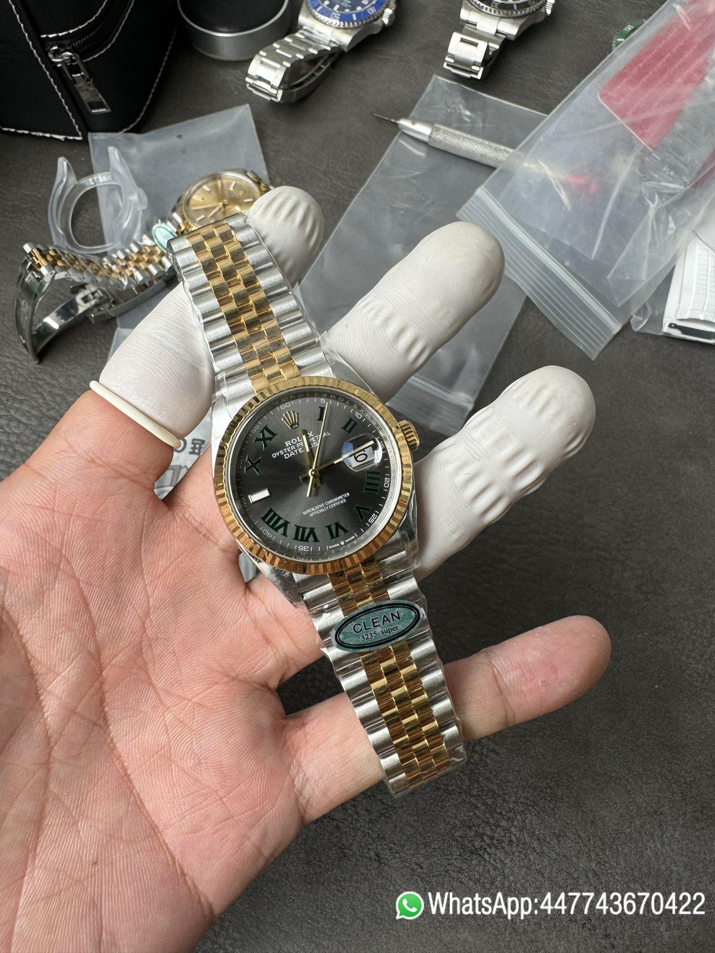 Victory Factory Rolex Datejust Wimbledon 36mm 126233 Grey Dial with Roma Markers Two Tone Yellow Gold Oystersteel Bracelet 11 Clean Factory Rolex Datejust Wimbledon 36mm 126233 Grey Dial with Roma Markers Two Tone Yellow Gold Oystersteel Bracelet 11