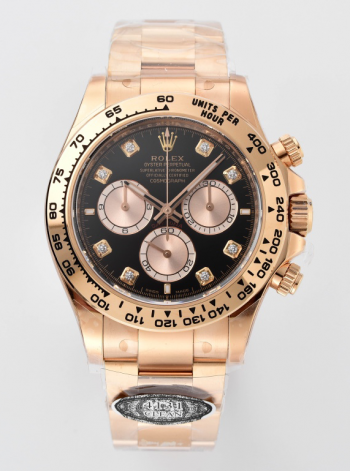 Clean Factory Daytona 126505 Rose Gold Case Bracelet Bright Black and Sundust Set with Diamonds Dial SH4131 Movement 00
