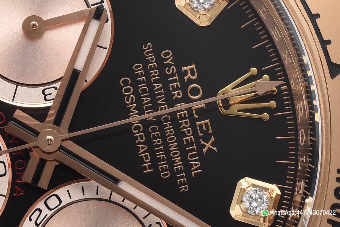 Victory Factory Daytona 126505 Rose Gold Case Bracelet Bright Black and Sundust Set with Diamonds Dial SH4131 Movement 04 Clean Factory Daytona 126505 Rose Gold Case Bracelet Bright Black and Sundust Set with Diamonds Dial SH4131 Movement 04