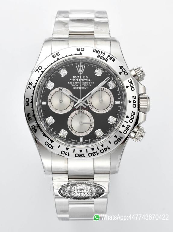 Victory Factory Daytona 126509 Black and Steel Set with Diamonds Dial Oystersteel Bracelet SH4131 Movement 00 Clean Factory Daytona 126509 Black and Steel Set with Diamonds Dial Oystersteel Bracelet SH4131 Movement 00