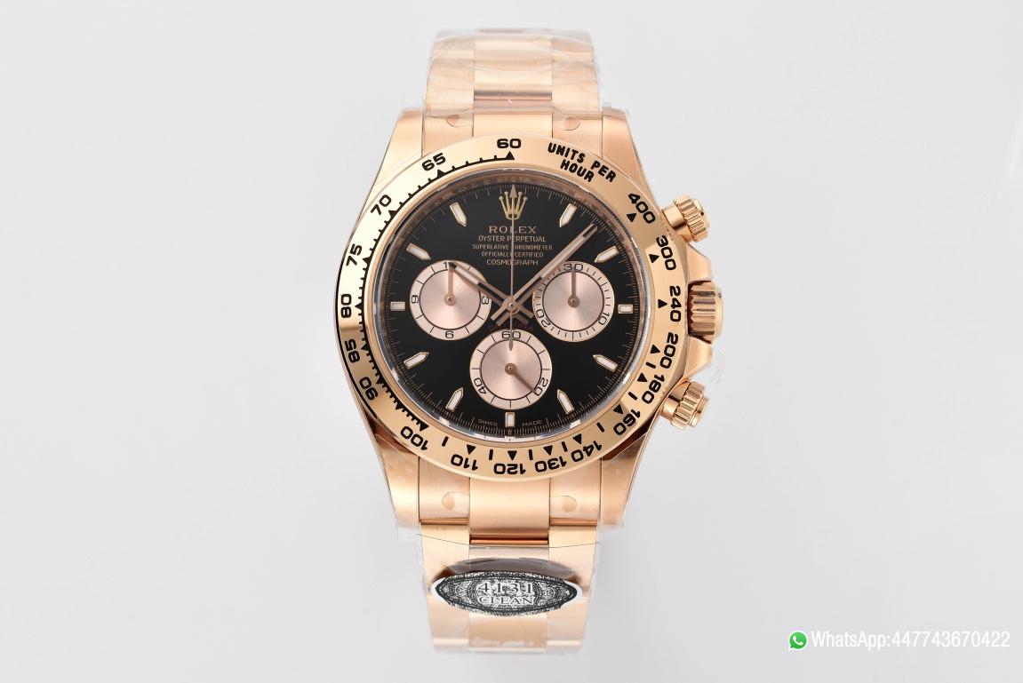Victory Factory Rolex Daytona 126505 Rose Gold Case Bracelet Black Dial with Rose Gold Sub Dial SH4131 Movement 01 Clean Factory Rolex Daytona 126505 Rose Gold Case Bracelet Black Dial with Rose Gold Sub Dial SH4131 Movement 01