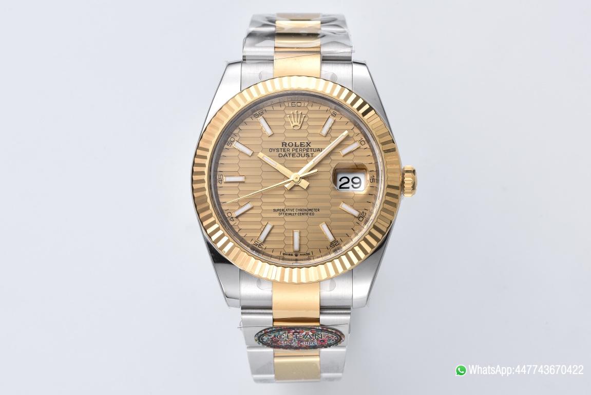 Victory Factory Datejust 126333 41mm Yellow Gold Fluted Textured Dial Yellow Gold Bezel 3235 Movement Two Tone Oyster Bracelet 01 Clean Factory Datejust 126333 41mm Yellow Gold Fluted Textured Dial Yellow Gold Bezel 3235 Movement Two Tone Oyster Bracelet 01