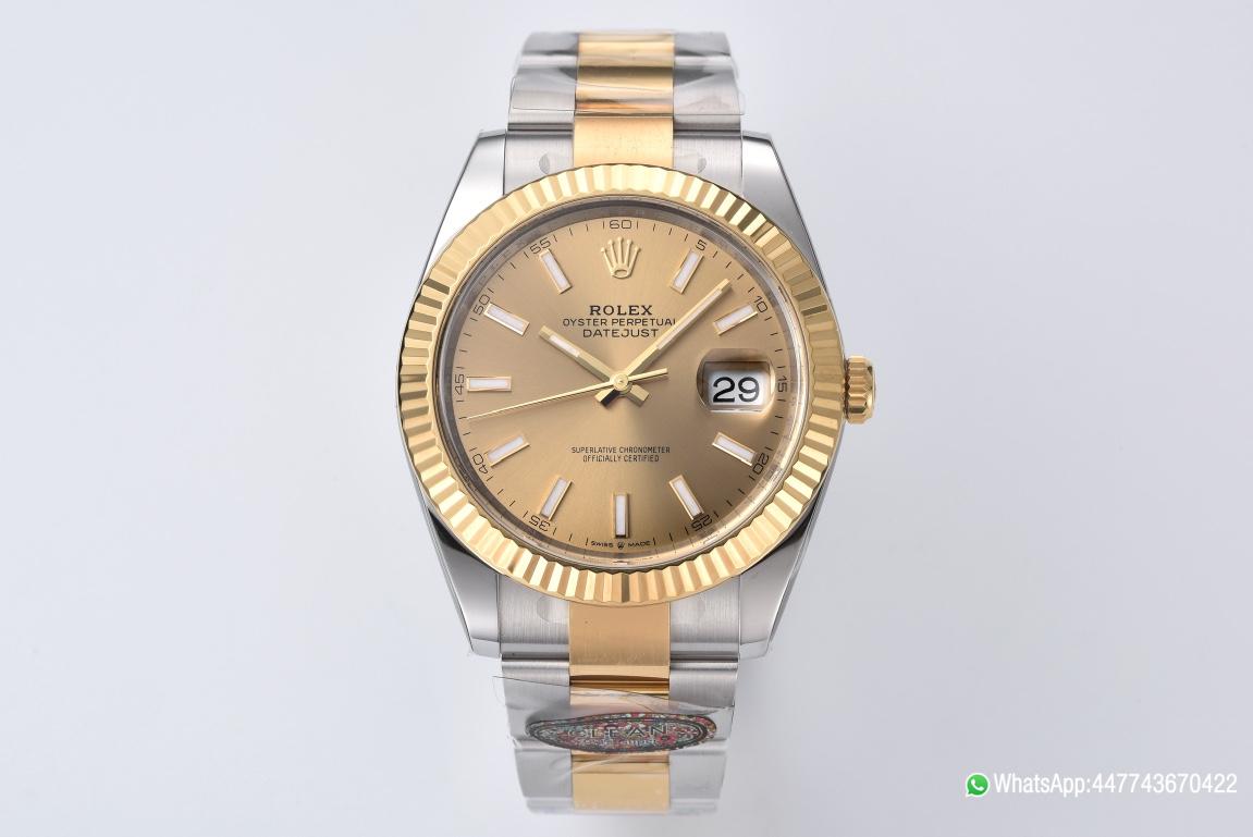 Victory Factory Datejust 41mm 126333 904L Steel Case Yellow Gold Dial with Stick Markers Yellow Gold Bezel 3235 Movement Two Tone Oyster Bracelet 01 Clean Factory Datejust 41mm 126333 904L Steel Case Yellow Gold Dial with Stick Markers Yellow Gold Bezel 3235 Movement Two Tone Oyster Bracelet 01