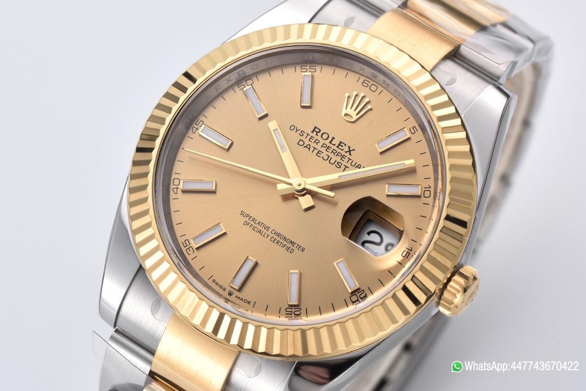 Victory Factory Datejust 41mm 126333 904L Steel Case Yellow Gold Dial with Stick Markers Yellow Gold Bezel 3235 Movement Two Tone Oyster Bracelet 02 Clean Factory Datejust 41mm 126333 904L Steel Case Yellow Gold Dial with Stick Markers Yellow Gold Bezel 3235 Movement Two Tone Oyster Bracelet 02