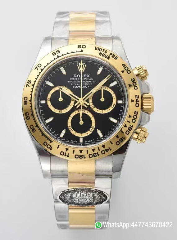 Victory Factory Daytona 126503 Black and Gold Counter Rings Dial 904L Steel Case Yellow Gold Bezel SH4131 Movement Oystersteel and Yellow Gold Band 00 Clean Factory Daytona 126503 Black and Gold Counter Rings Dial 904L Steel Case Yellow Gold Bezel SH4131 Movement Oystersteel and Yellow Gold Band 00