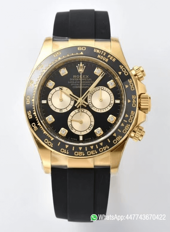 Victory Factory Daytona 126518 Black Dial with Diamonds Markers Yellow Gold Case Black Ceramic Bezel SH4131 Movement Oysterflex Strap 00 Clean Factory Daytona 126518 Black Dial with Diamonds Markers Yellow Gold Case Black Ceramic Bezel SH4131 Movement Oysterflex Strap 00