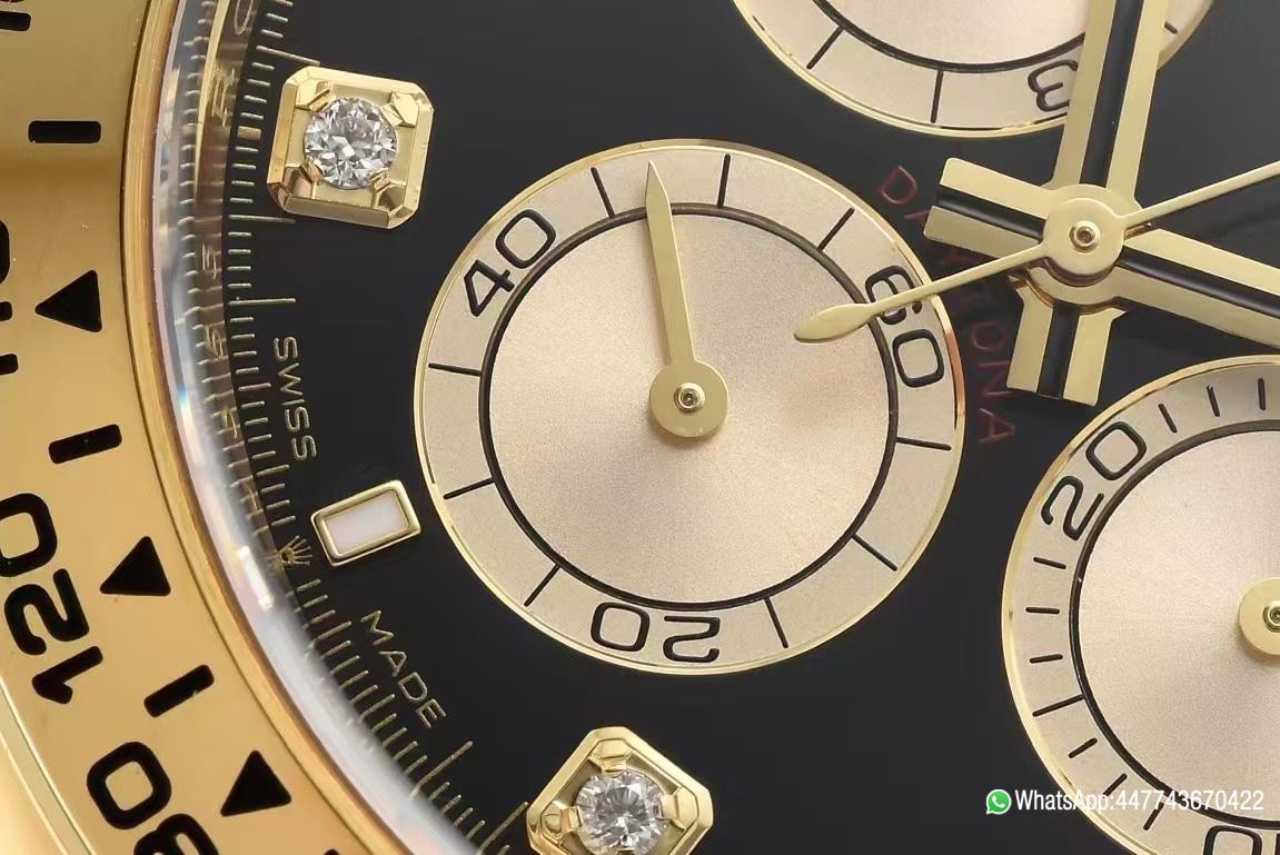 Victory Factory Daytona 126518 Black Dial with Diamonds Markers Yellow Gold Case Black Ceramic Bezel SH4131 Movement Oysterflex Strap 04 Clean Factory Daytona 126518 Black Dial with Diamonds Markers Yellow Gold Case Black Ceramic Bezel SH4131 Movement Oysterflex Strap 04